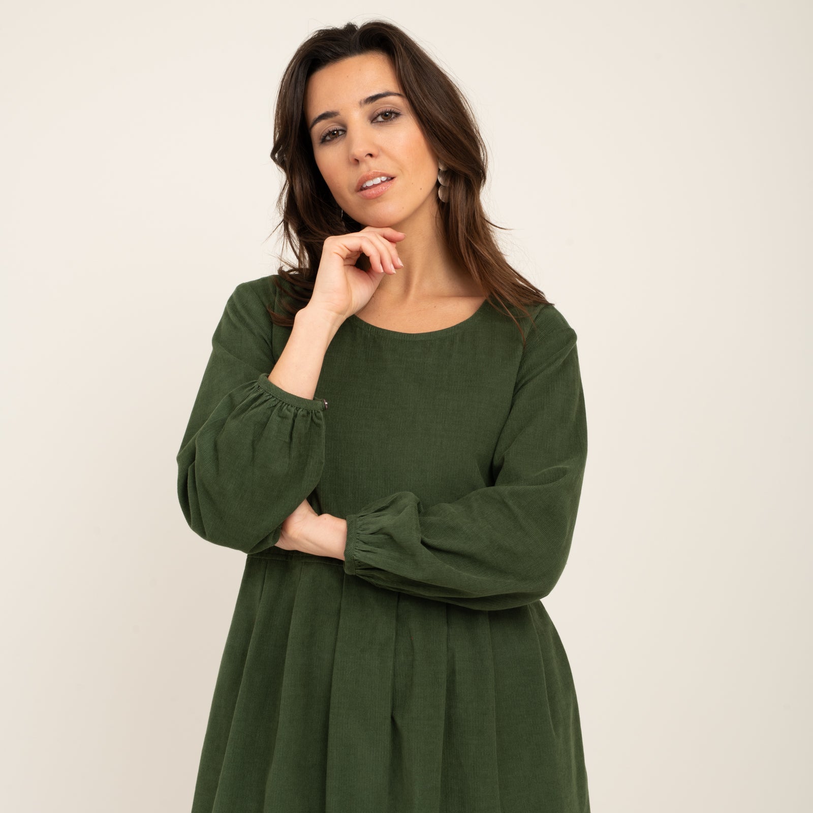 Carole Dress Velvet 100% Coton - Green GREEN