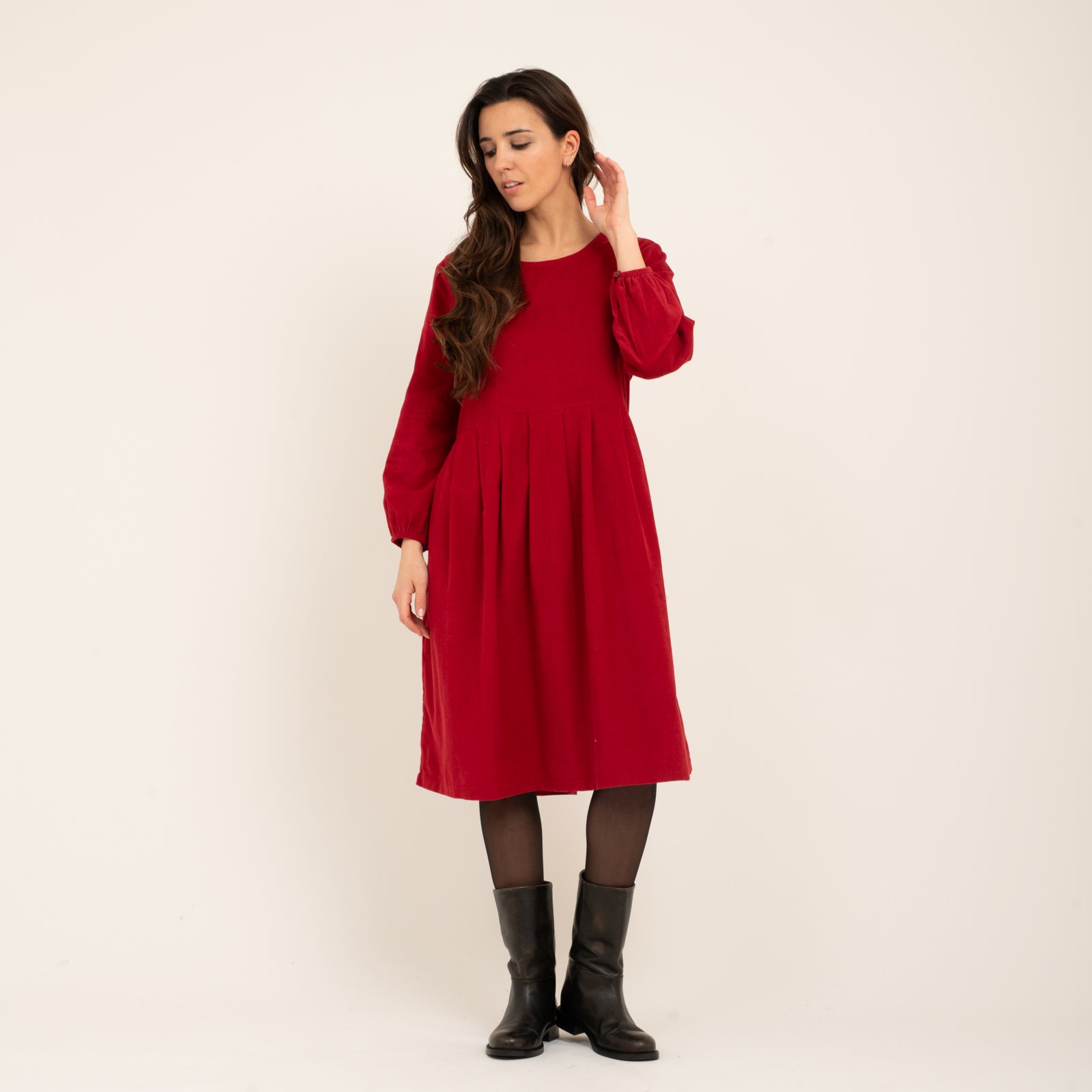 Carole Dress Velvet 100% Coton - Red RED