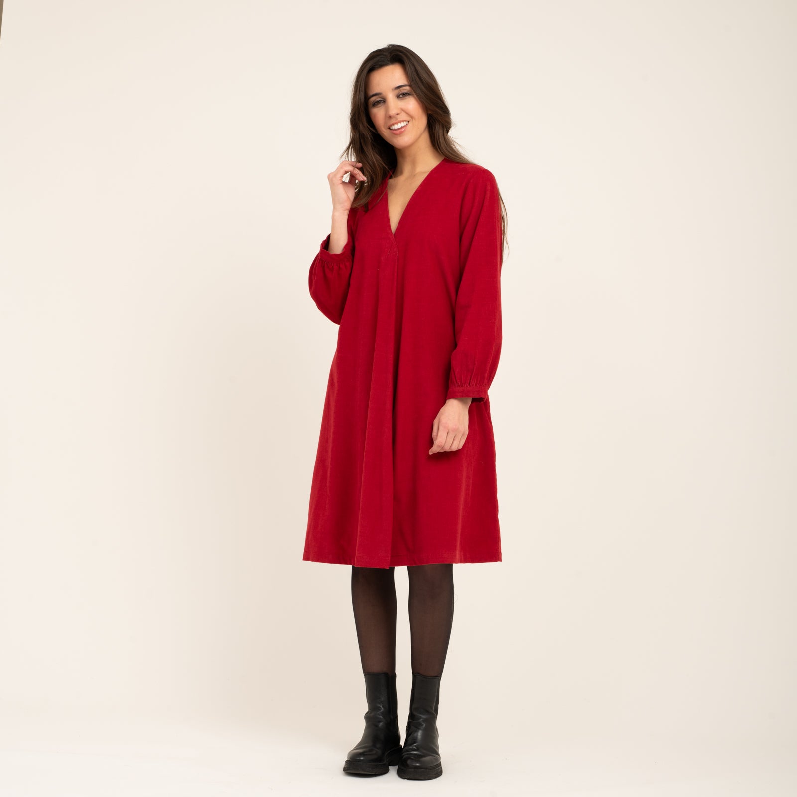 Neha Dress Velvet 100% Coton - Red RED