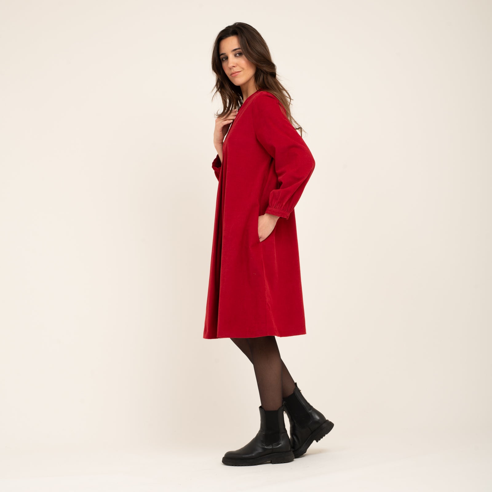 Neha Dress Velvet 100% Coton - Red RED
