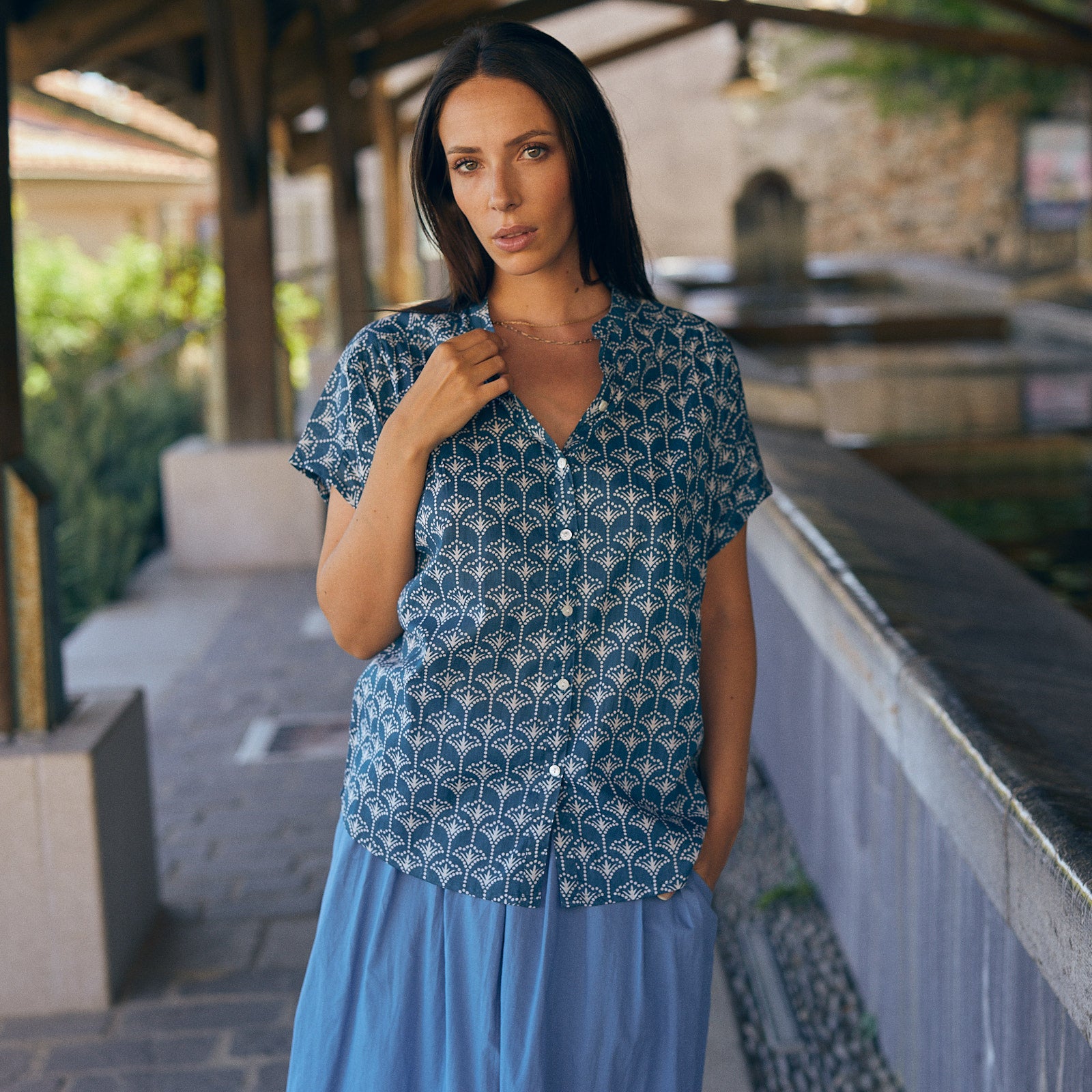 Azale Shirt Morgiou 100% Coton - Blue BLUE