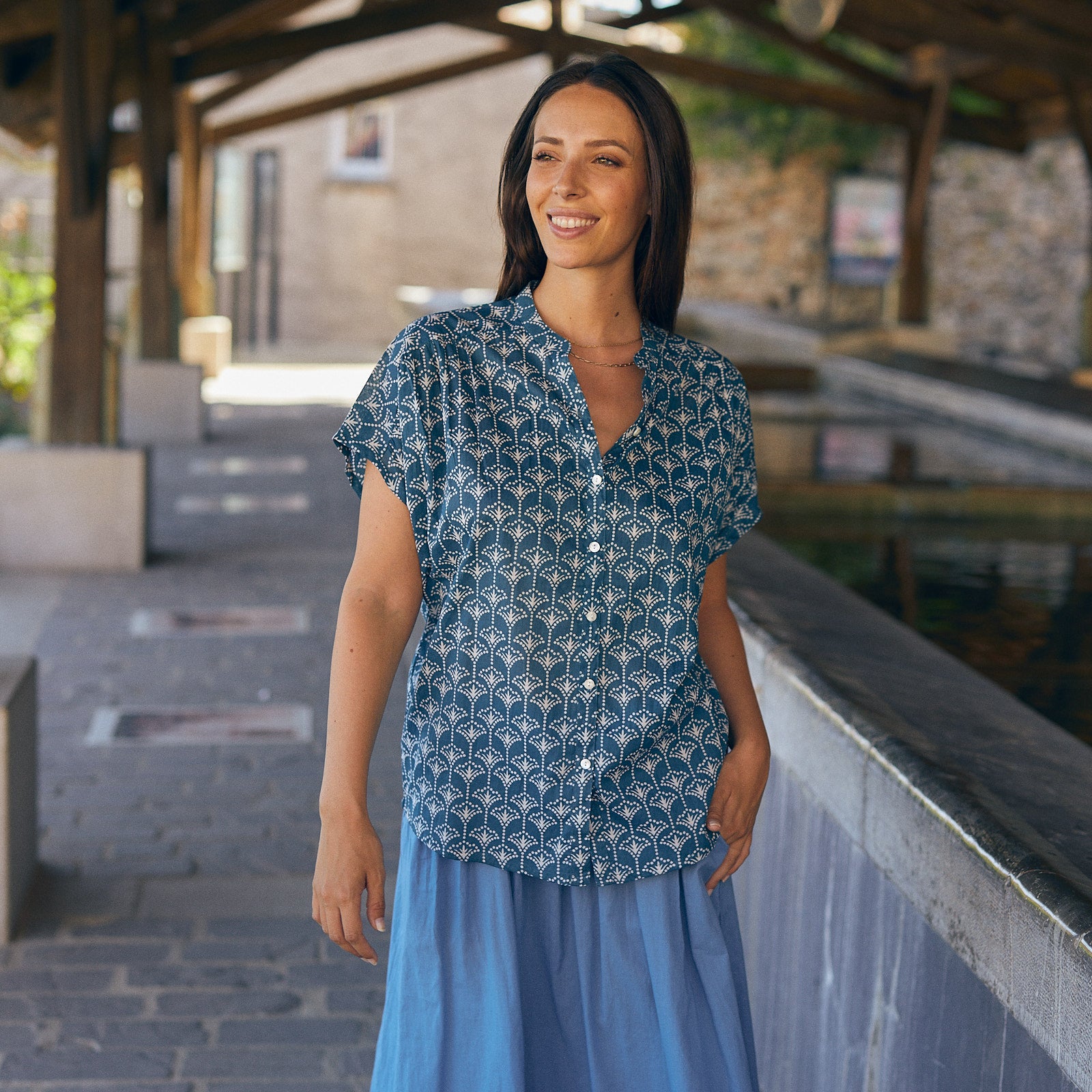 Azale Shirt Morgiou 100% Coton - Blue BLUE