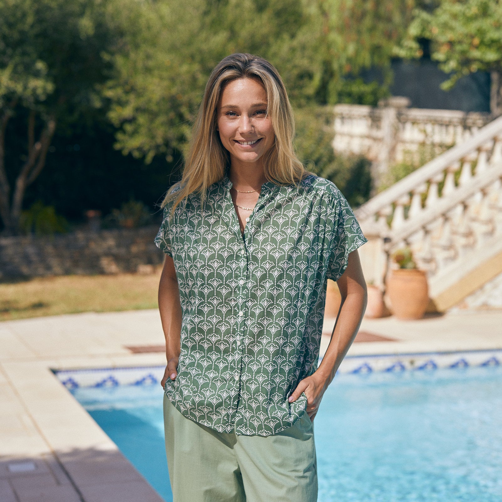 Azale Shirt Morgiou 100% Coton - Green GREEN