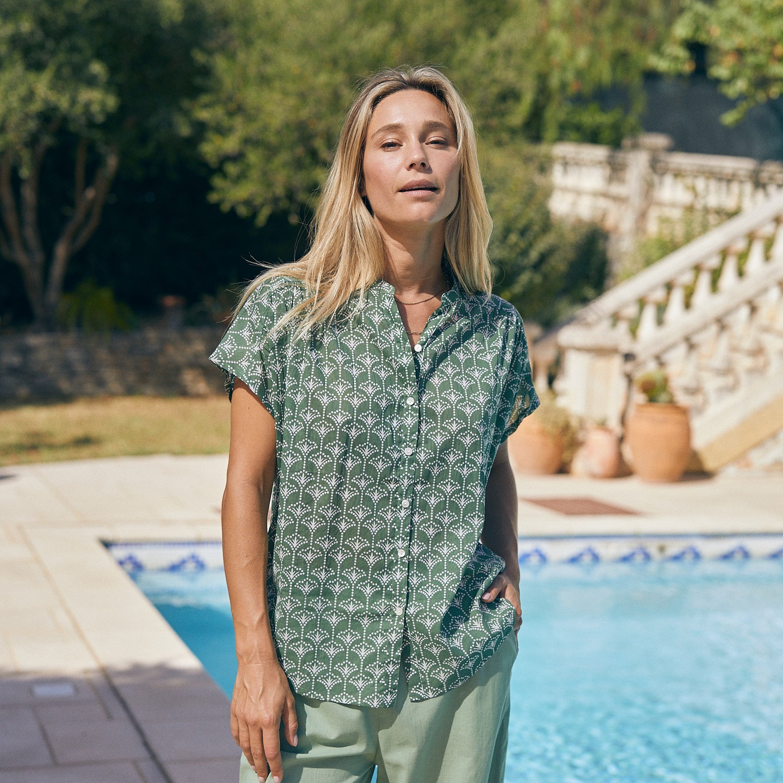 Azale Shirt Morgiou 100% Coton - Green GREEN