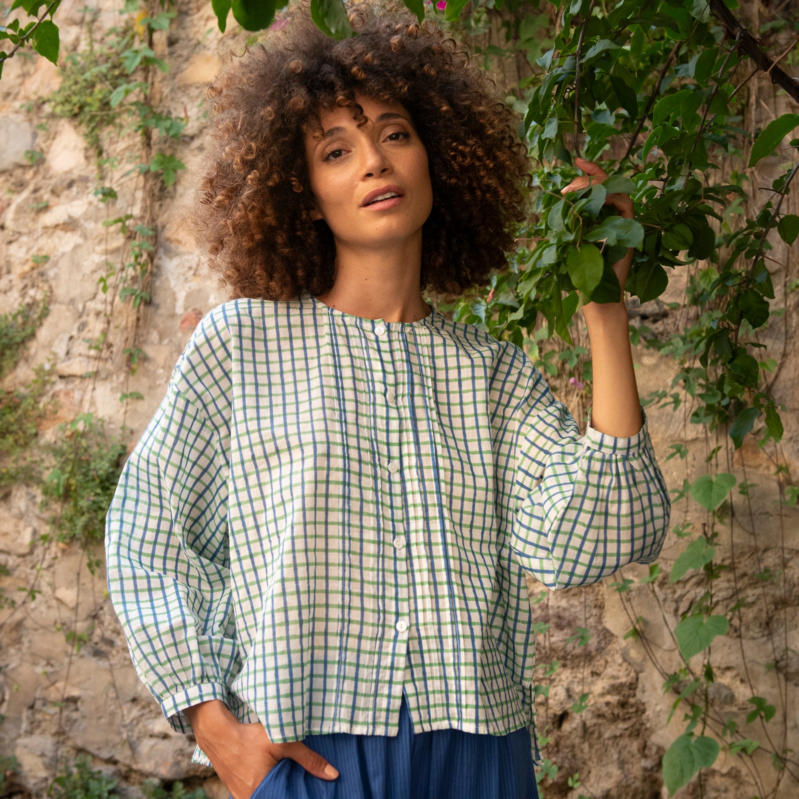 Juliet Shirt Croisette 100% Organic Cotton - Blue Green BLUE GREEN