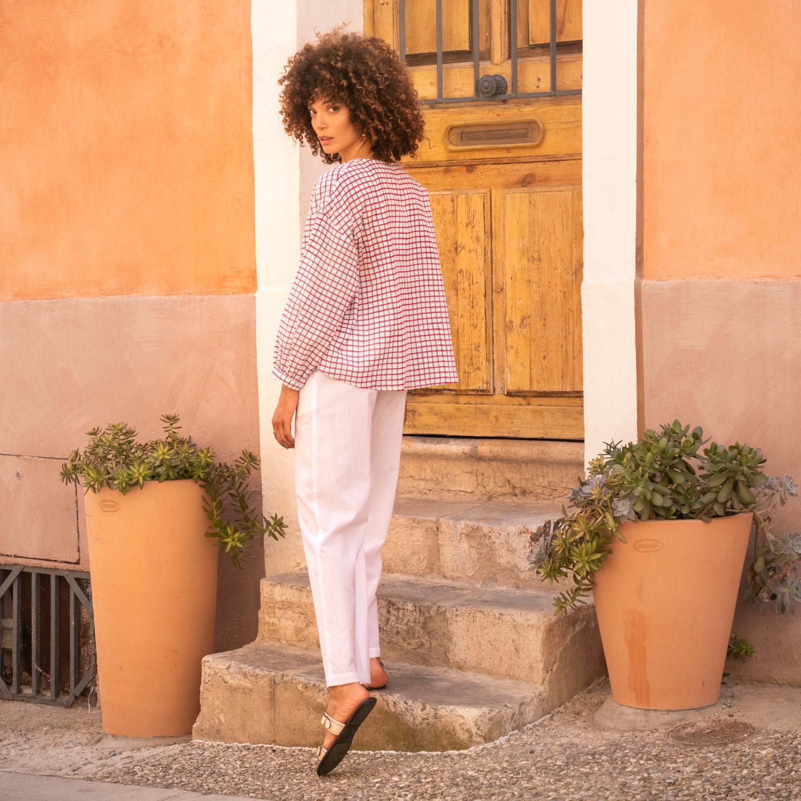 Juliet Shirt Croisette 100% Organic Cotton - Green Pink GREEN PINK