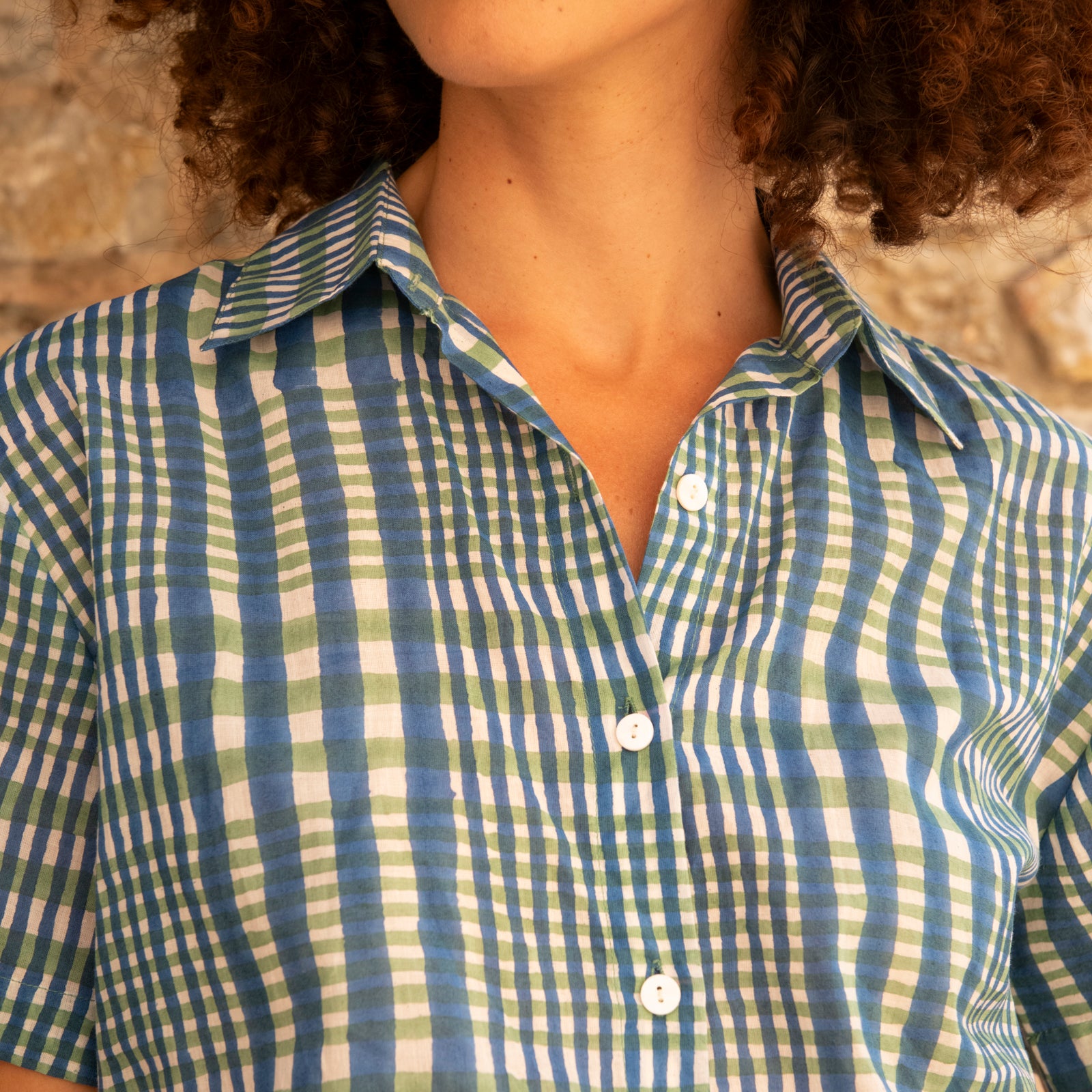 Nina Shirt Nissa 100% Organic Cotton - Blue Green BLUE GREEN