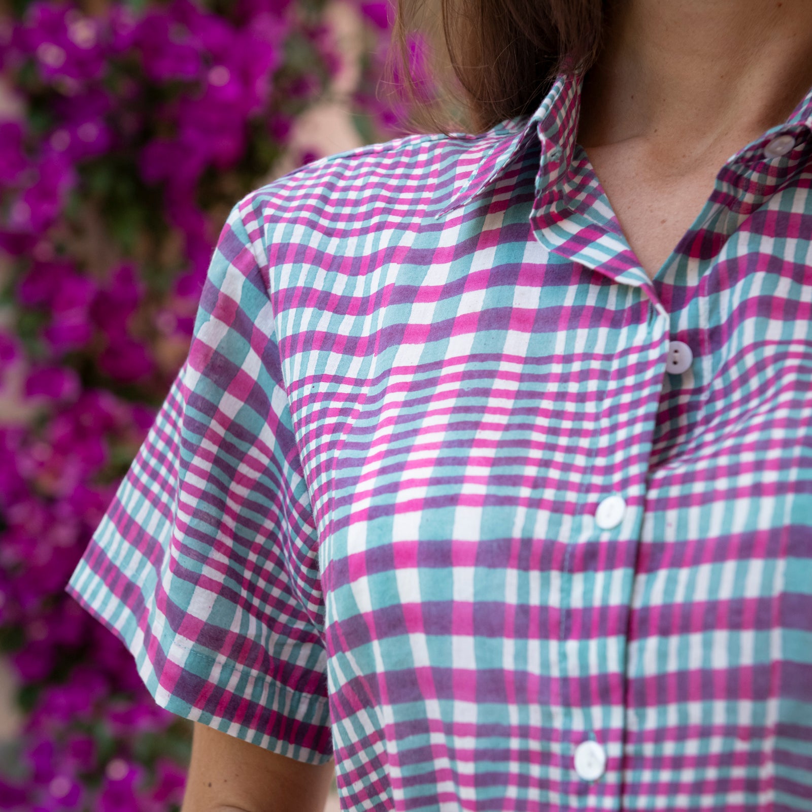 Nina Shirt Nissa 100% Organic Cotton - Green Pink GREEN PINK