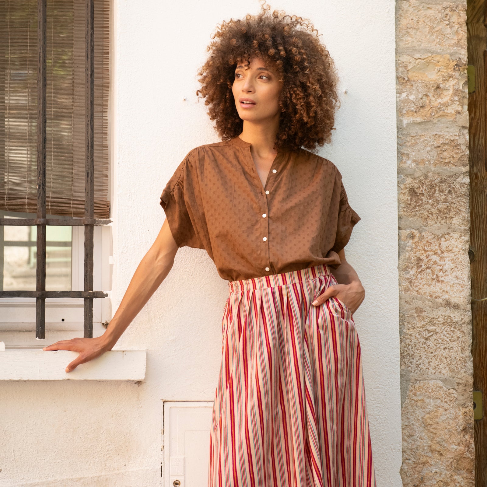 Azale Shirt S.color 100% Coton - Brown BROWN