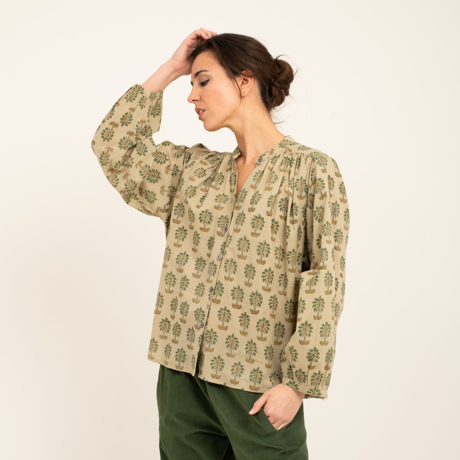 Julie Shirt Sathi Jaya 100% Organic Cotton - Green GREEN