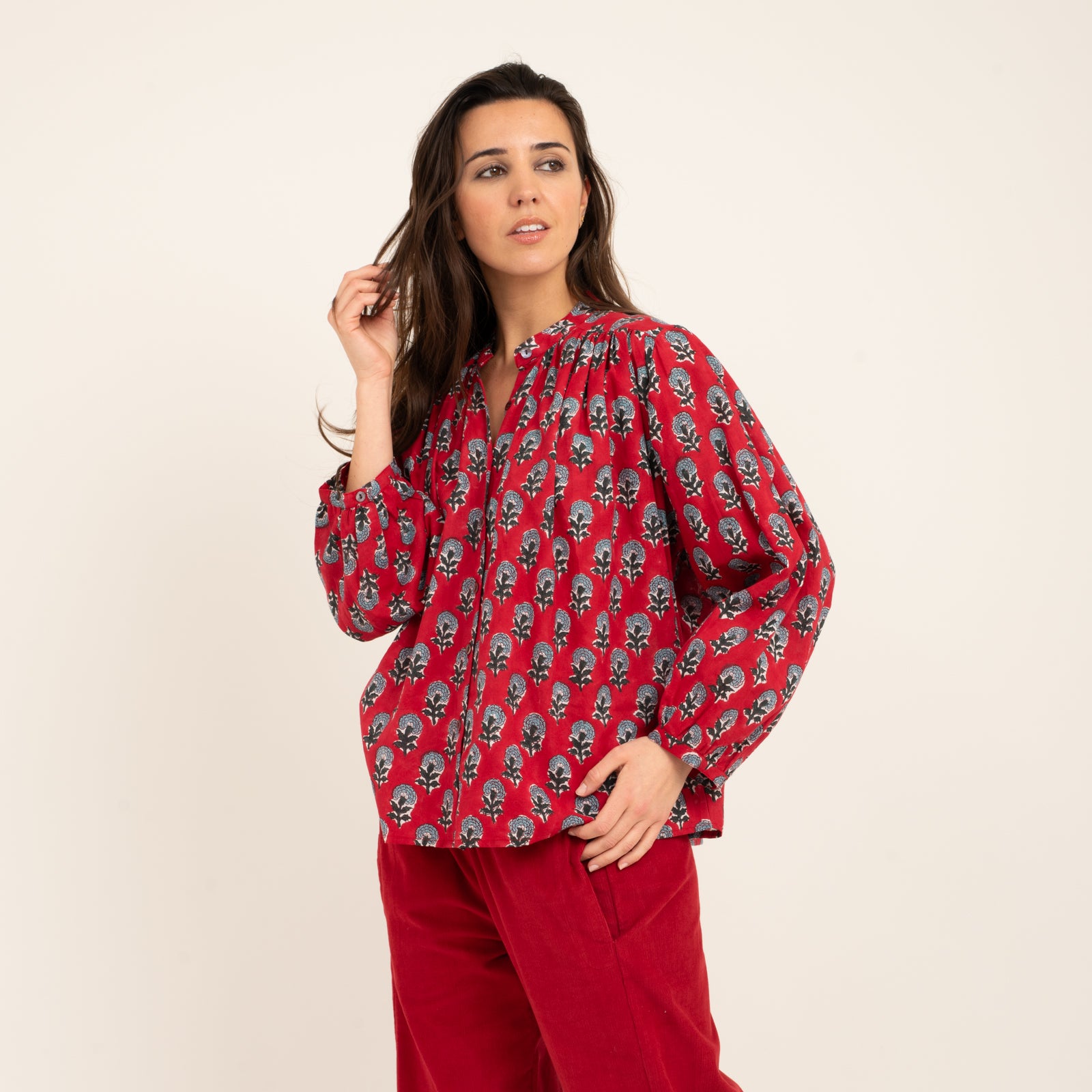 Julie Shirt Sathi Jaya 100% Organic Cotton - Red RED