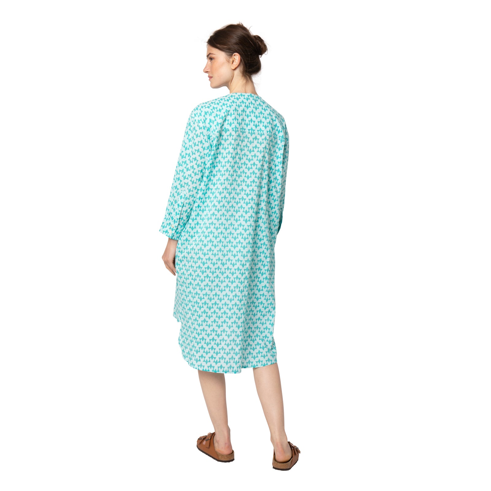 Noemie Shirt Dress Abu 100% Coton - Green GREEN