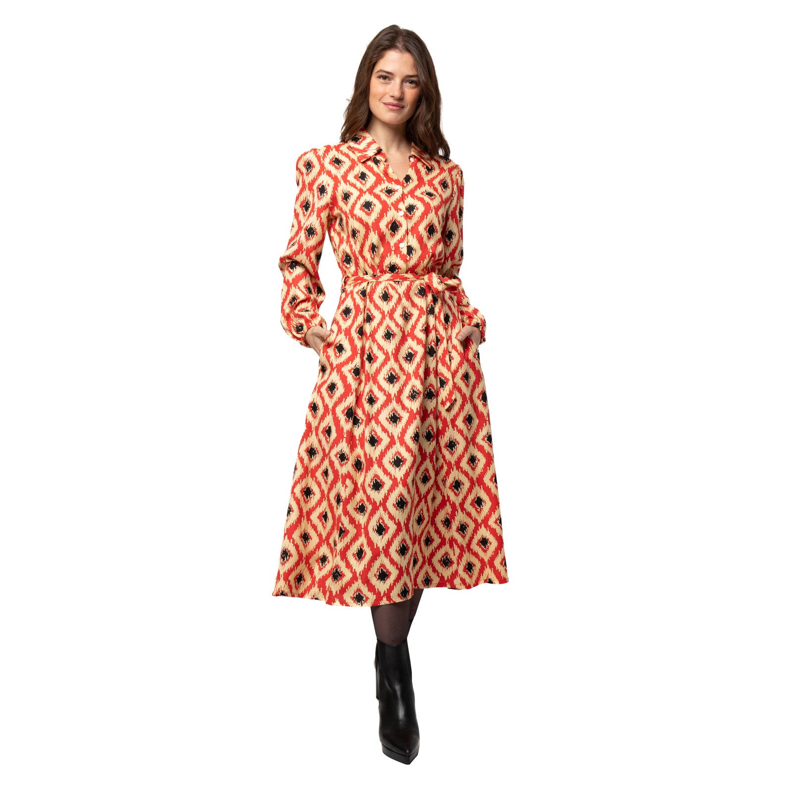 Norine Dress Ikat - Red RED