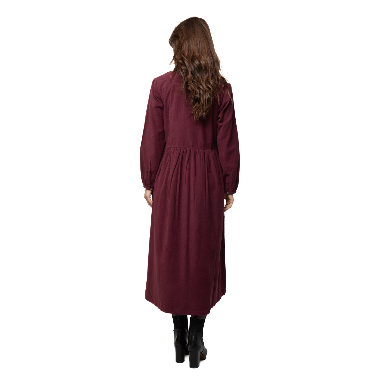 Paulette Dress Velvet 100% Coton - Burgundy BURGUNDY