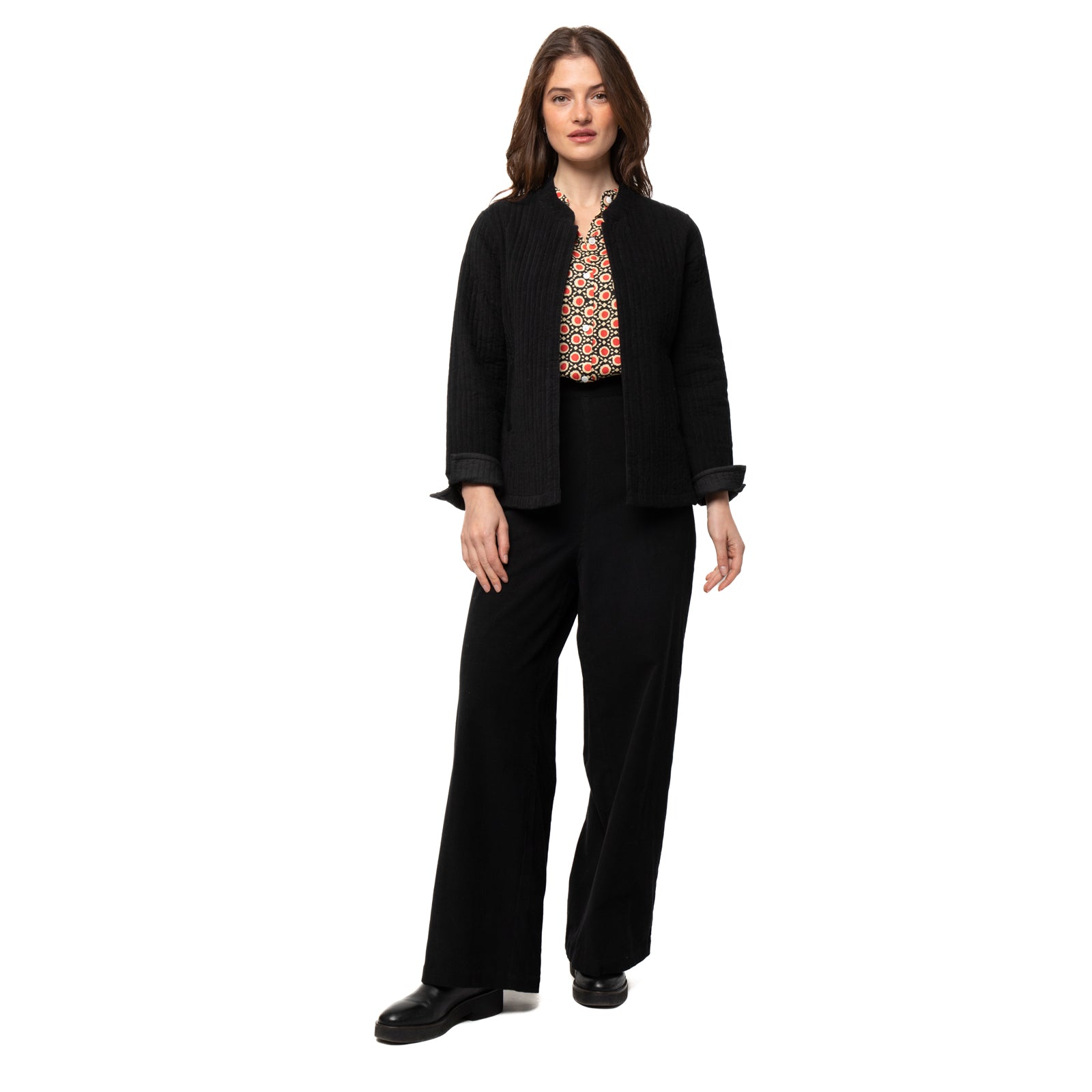 Nancy Quilted Jacket Velvet 100% Coton Velvet - Black BLACK