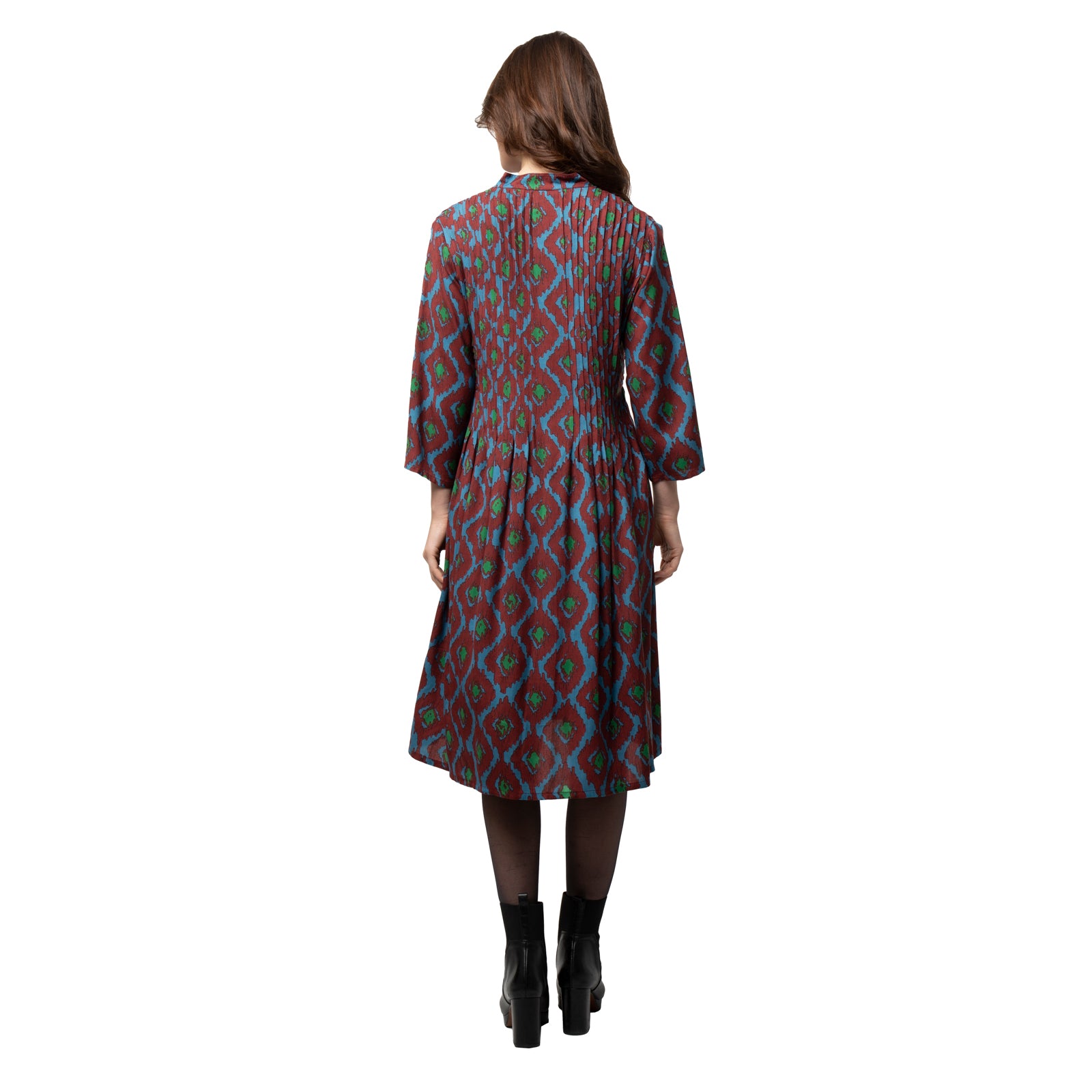 Marie Dress Ikat - Burgundy BURGUNDY
