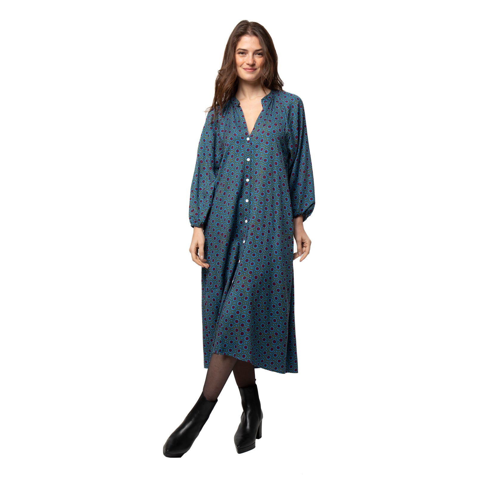 Nikki Dress Dots - Burgundy BURGUNDY