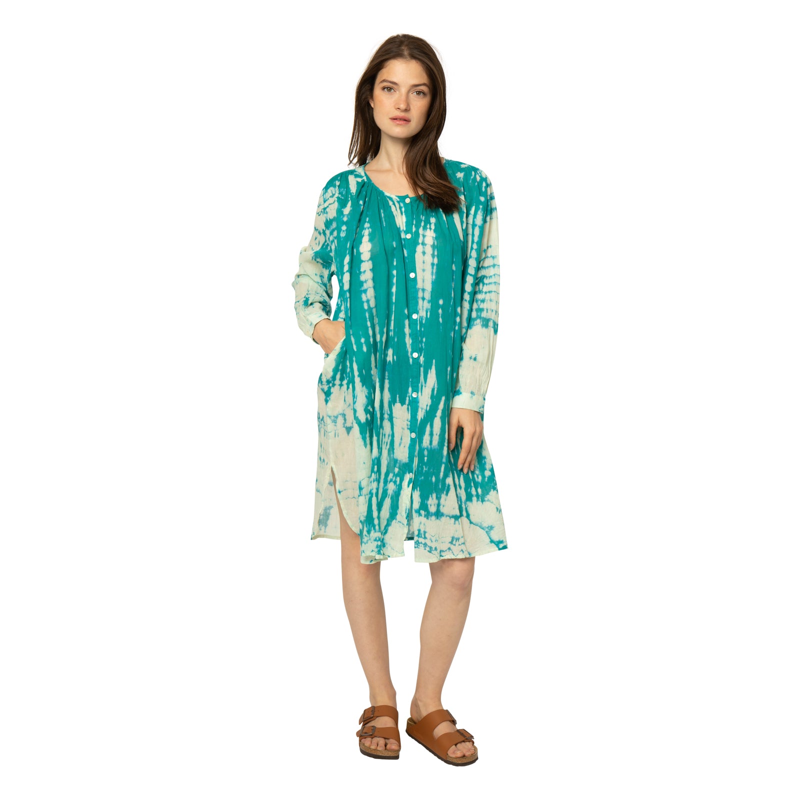 Robe Chloe Tie and Dye 100 Coton Green turquoise