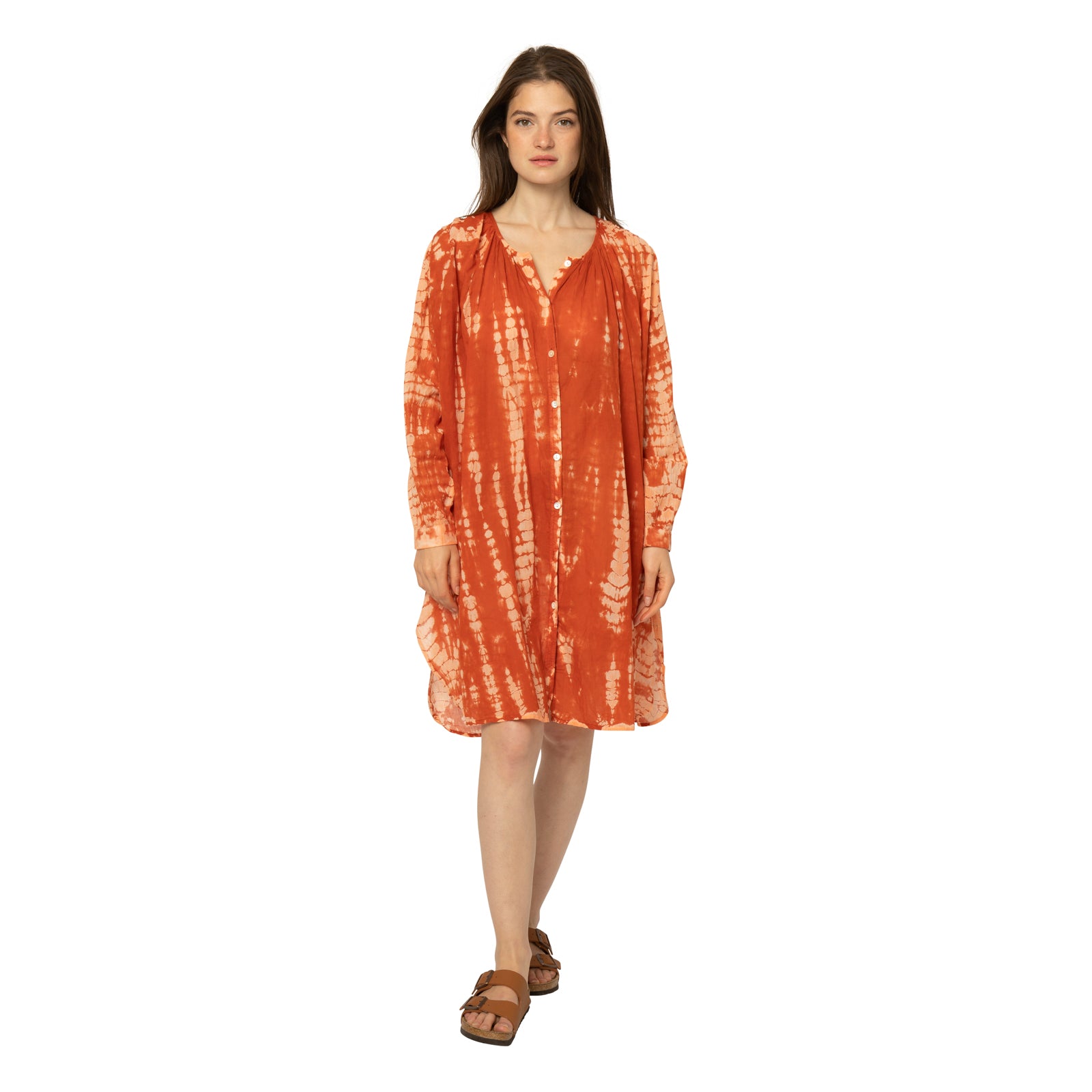 Robe Chloe Tie and Dye 100% Coton Orange Terracotta