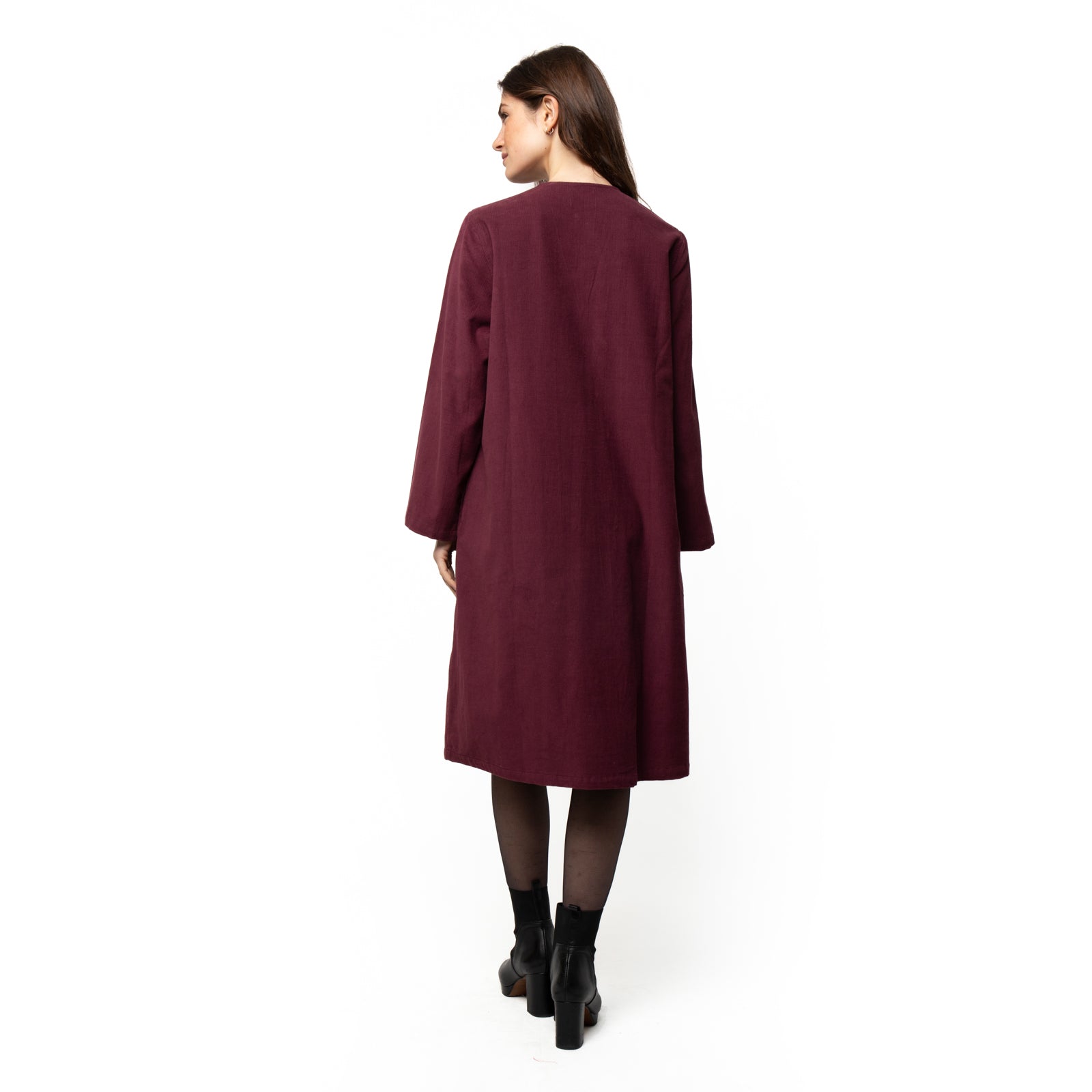 Neha Dress Velvet 100% Coton - Burgundy BURGUNDY
