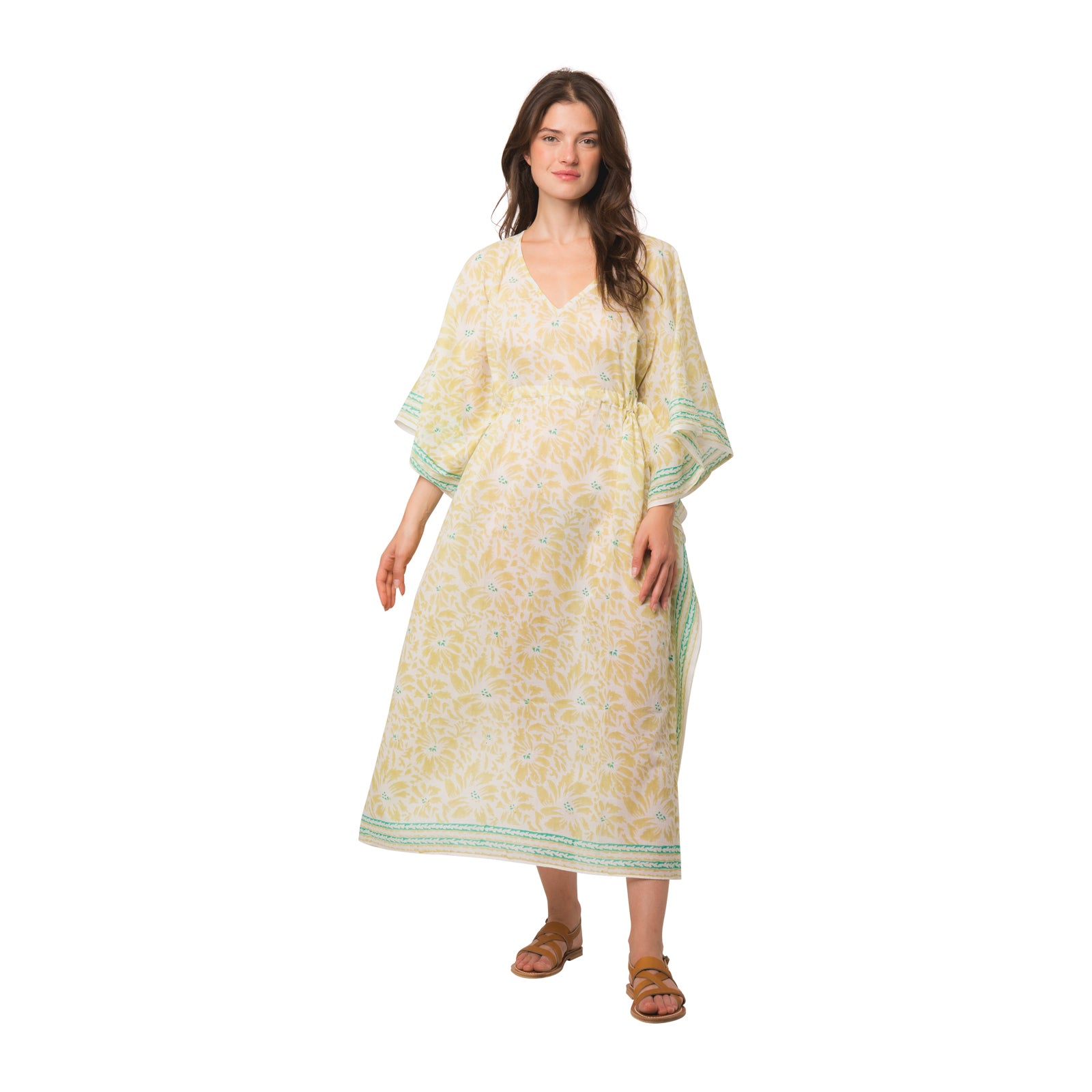 Long Lily Kaftan 100 organic cotton Green