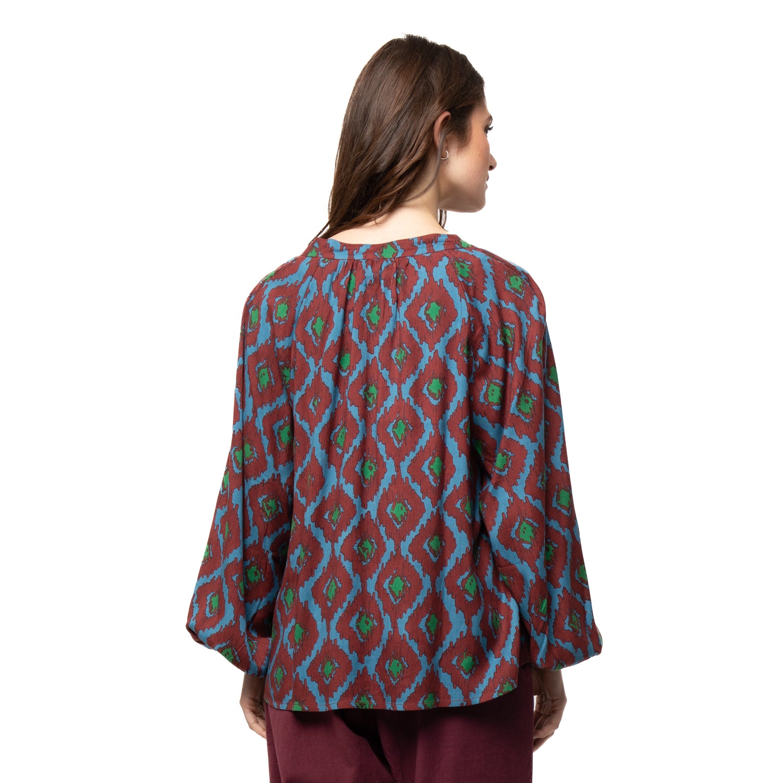 Marlene Top Ikat - Burgundy BURGUNDY