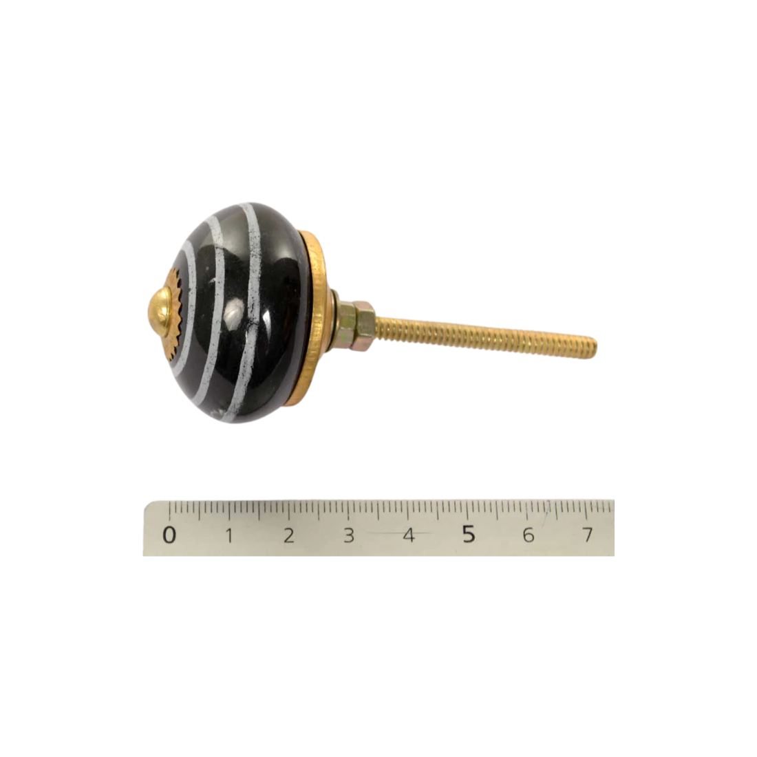 Striped furniture knob - Black