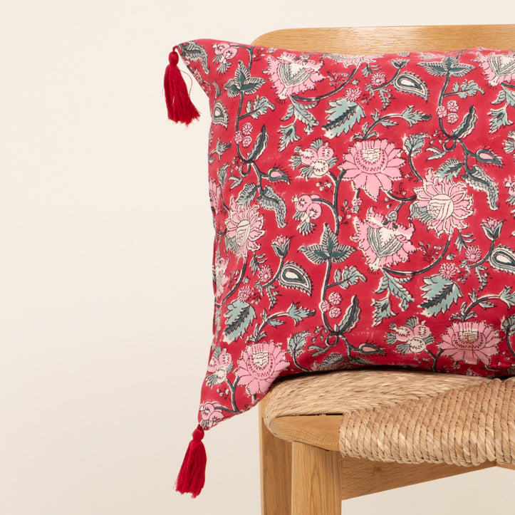 Housse de coussin Tara 50x50 100% coton bio -rouge