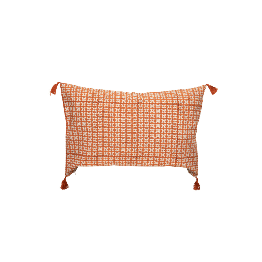 Pistil cushion cover 60x40 cm - 100% ORGANIC cotton - Blockprint - Terra cotta