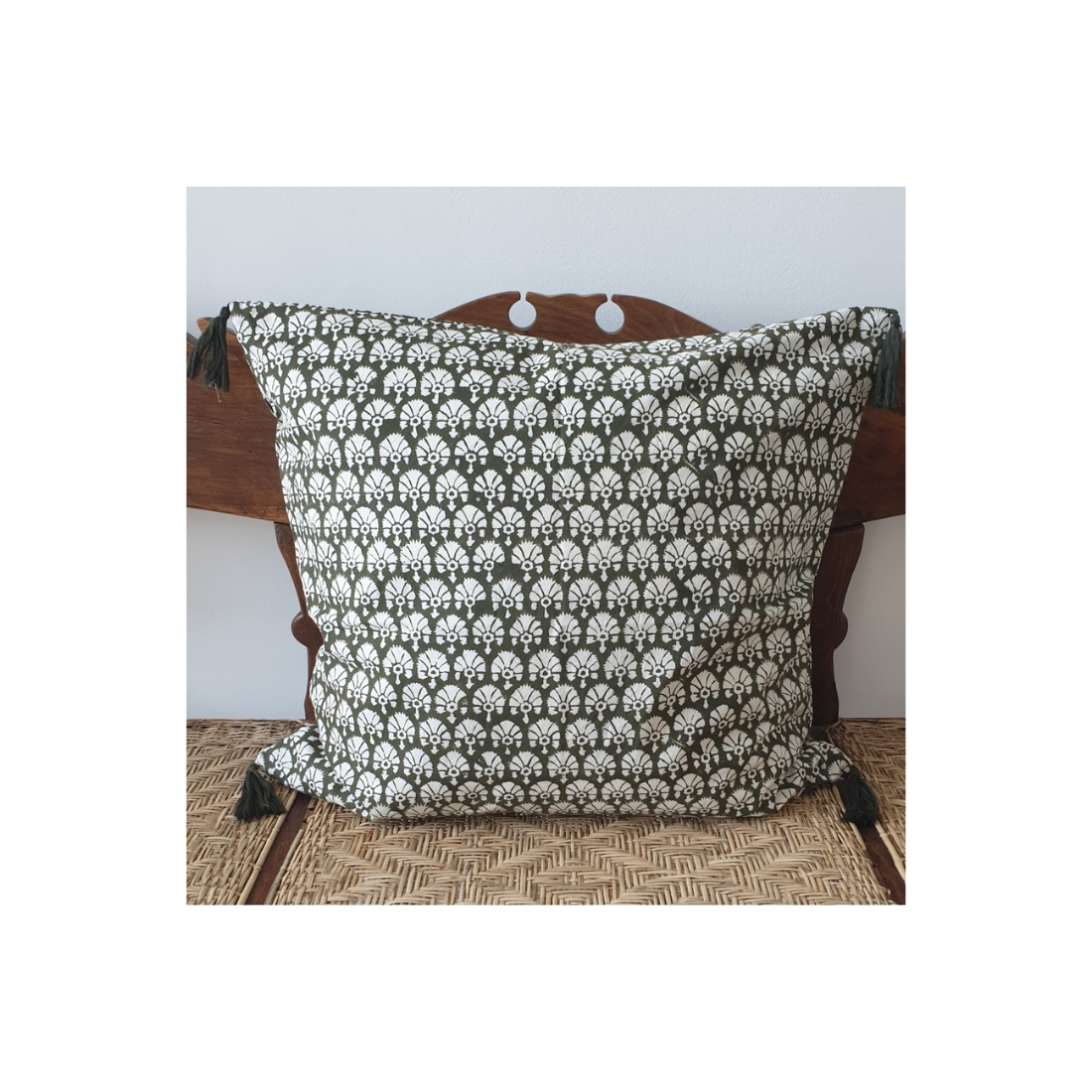 Cushion Cover Birdy 50x50 Cm 100% Organic Coton - Blockprin - Kakhi