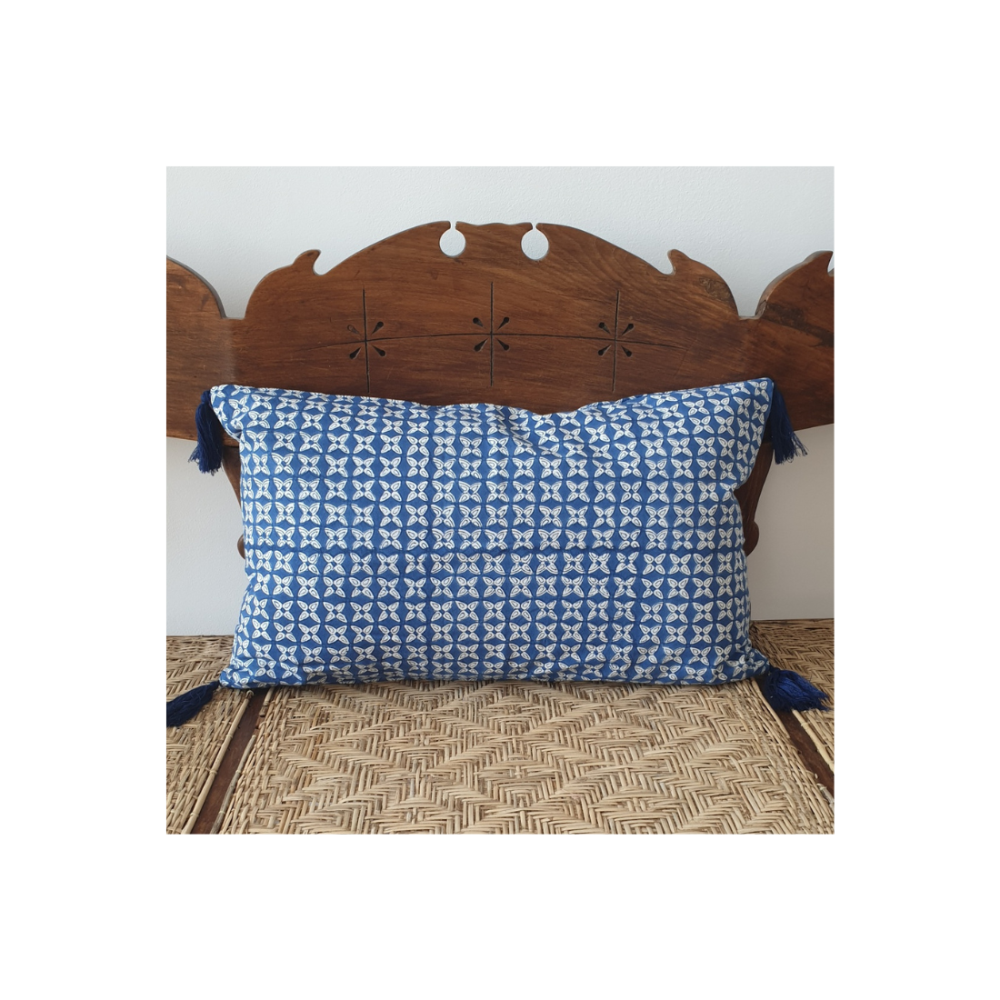 Pistil reversible cushion cover 30 x 50 - Block print - Navy