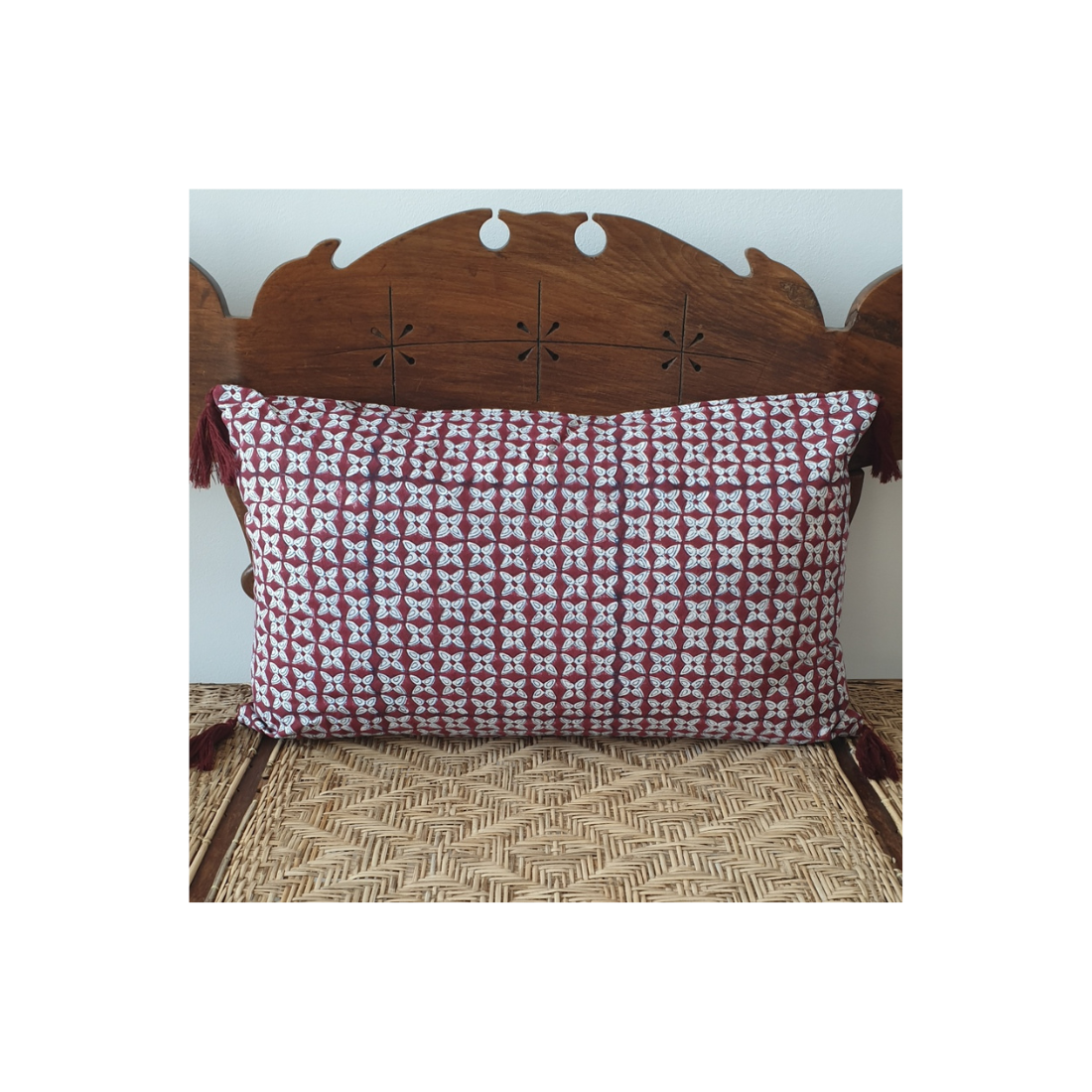 Pistil reversible cushion cover 30 x 50 - Block print - Dark red