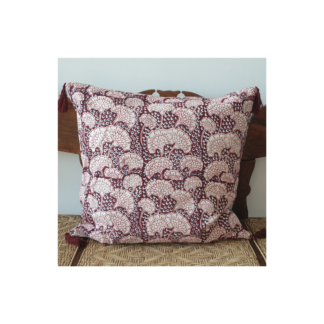 Housse de coussin réversible Petula 50 x 50  - Block Print - Dark red