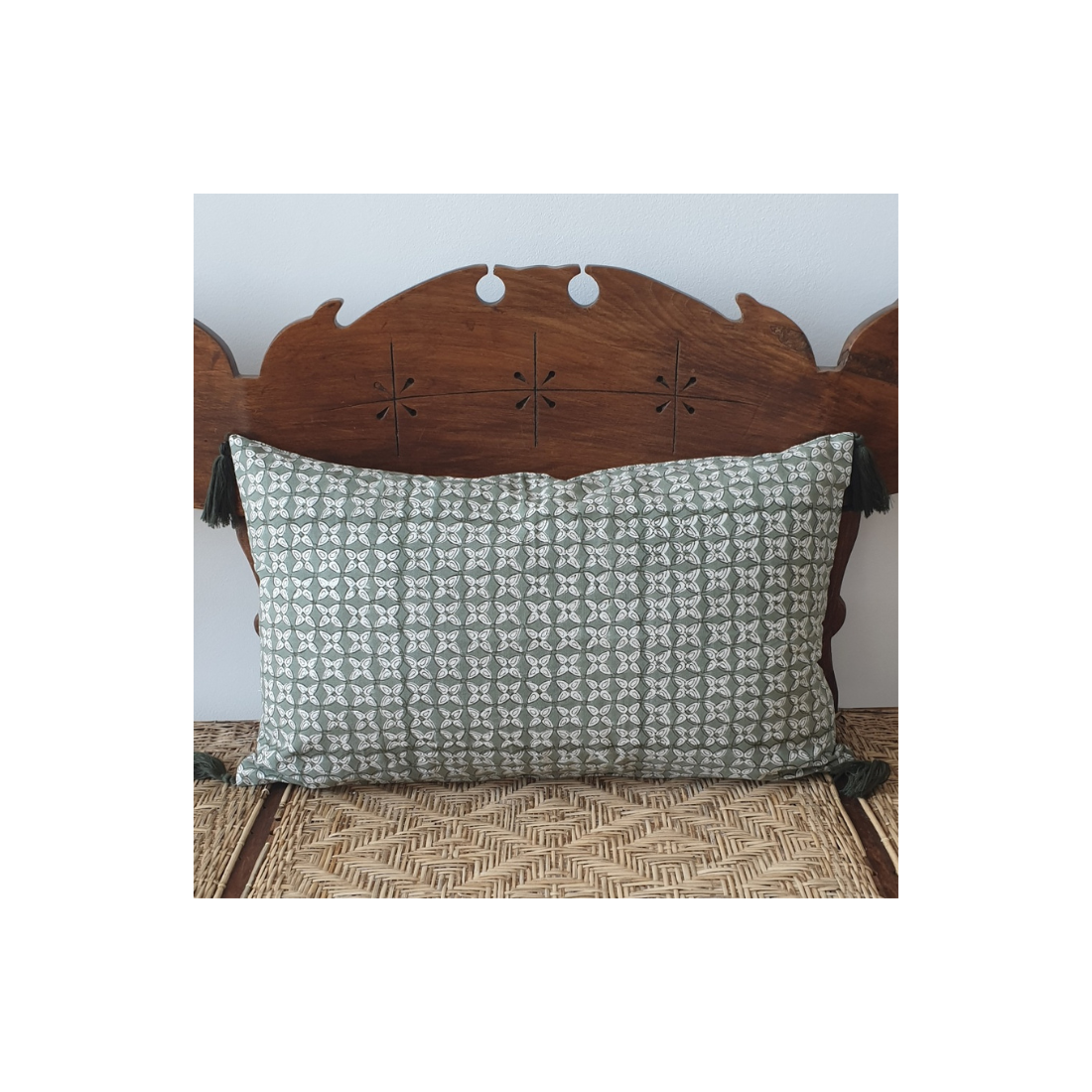 Pistil reversible cushion cover 30 x 50 - Block print - Khaki