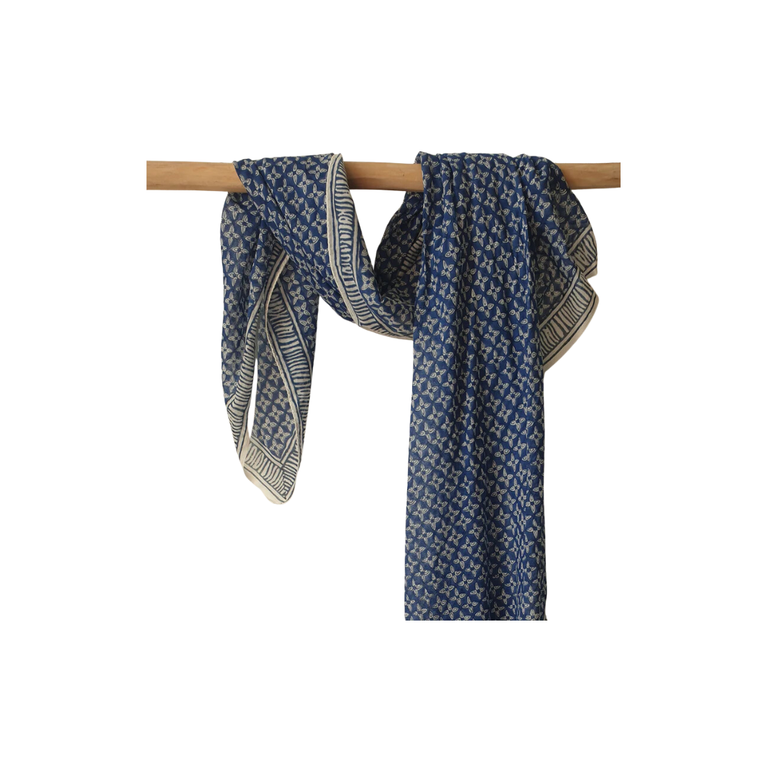 Étole en coton bio Pistil - Block print - Navy
