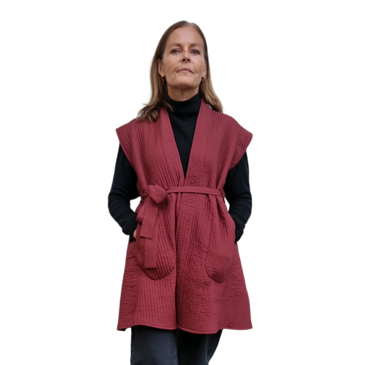 Veste Kyoto sans manches - Burgundy