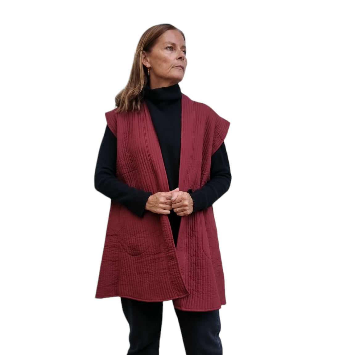 Kyoto sleeveless jacket - Burgundy