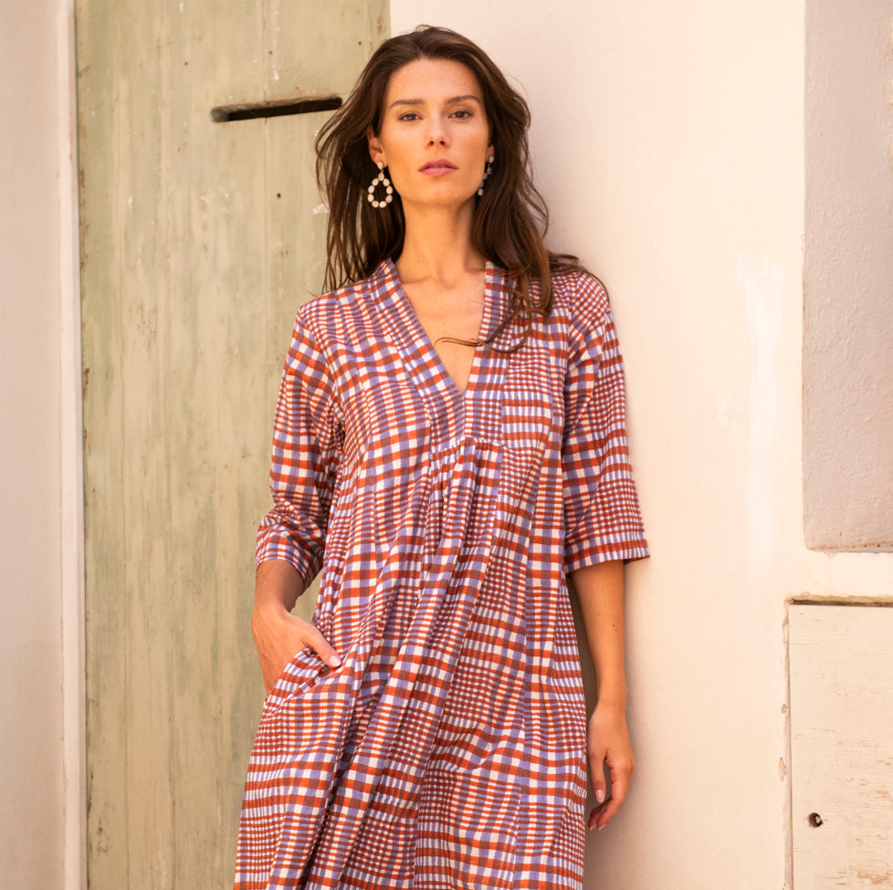 Robe Mia Nissa 100% coton bio - Orange Lila