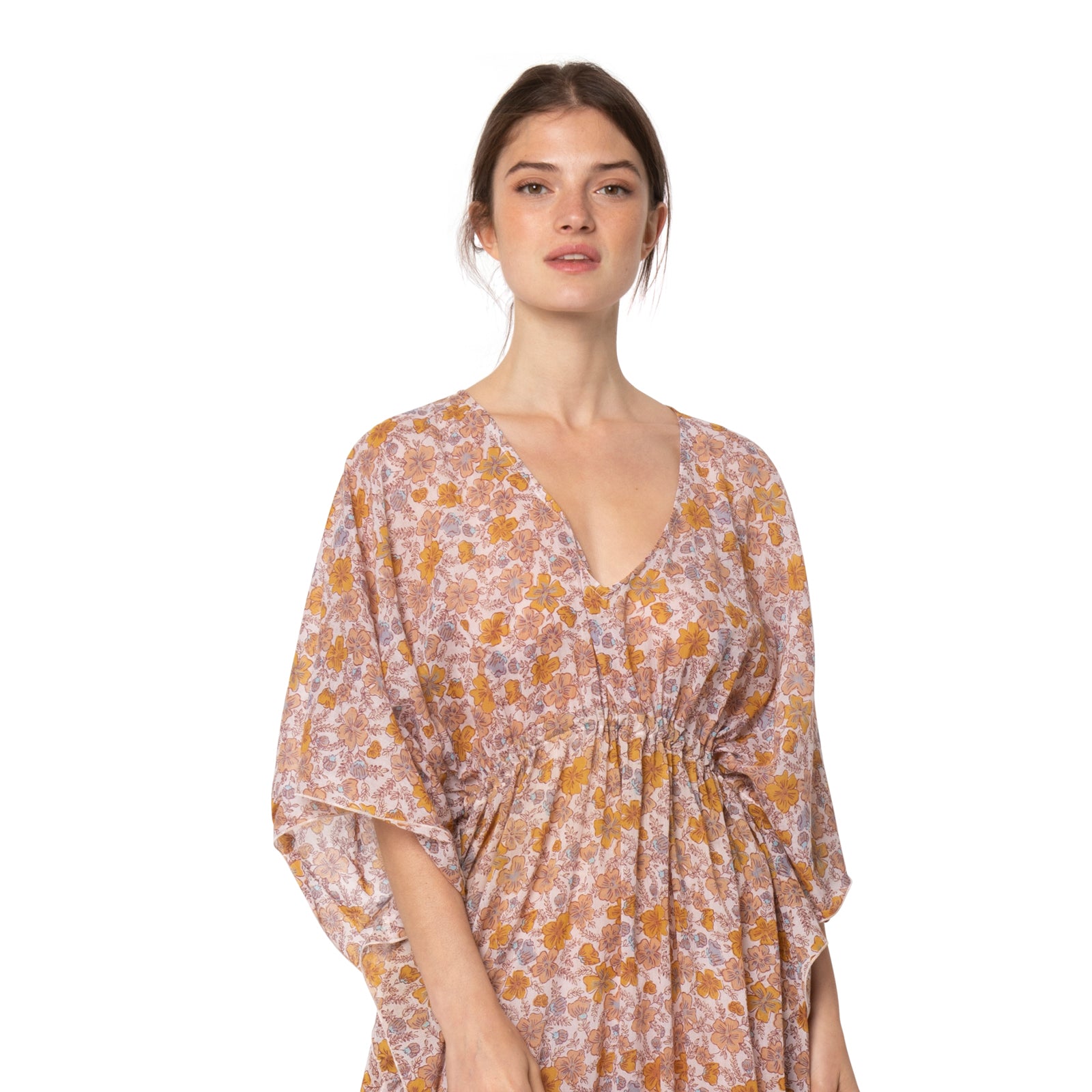 Alix Long Caftan Georgette 100% Cotton - Orange ORANGE