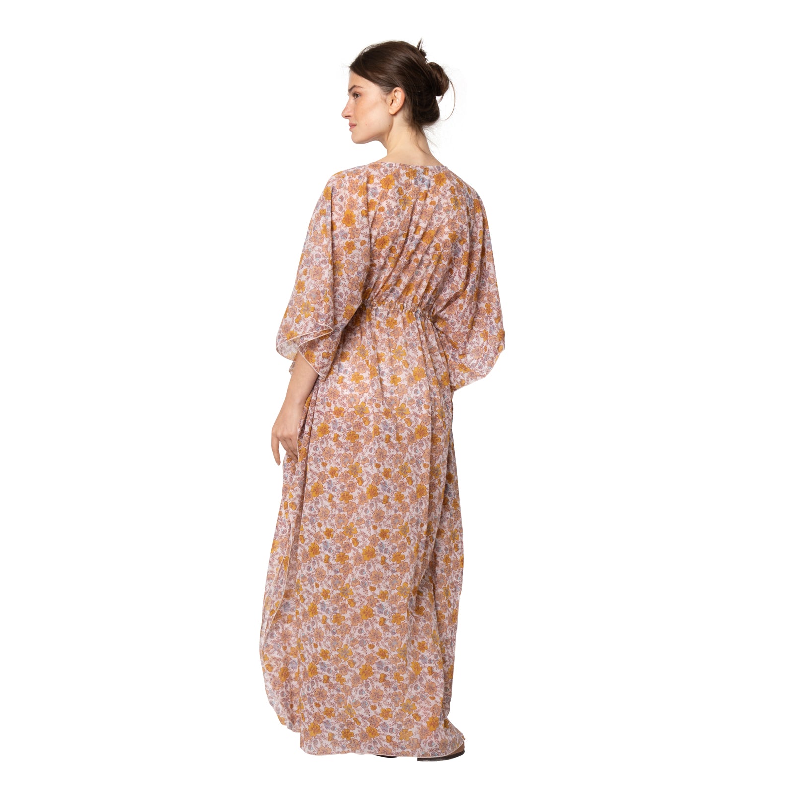 Alix Long Caftan Georgette 100% Cotton - Orange ORANGE