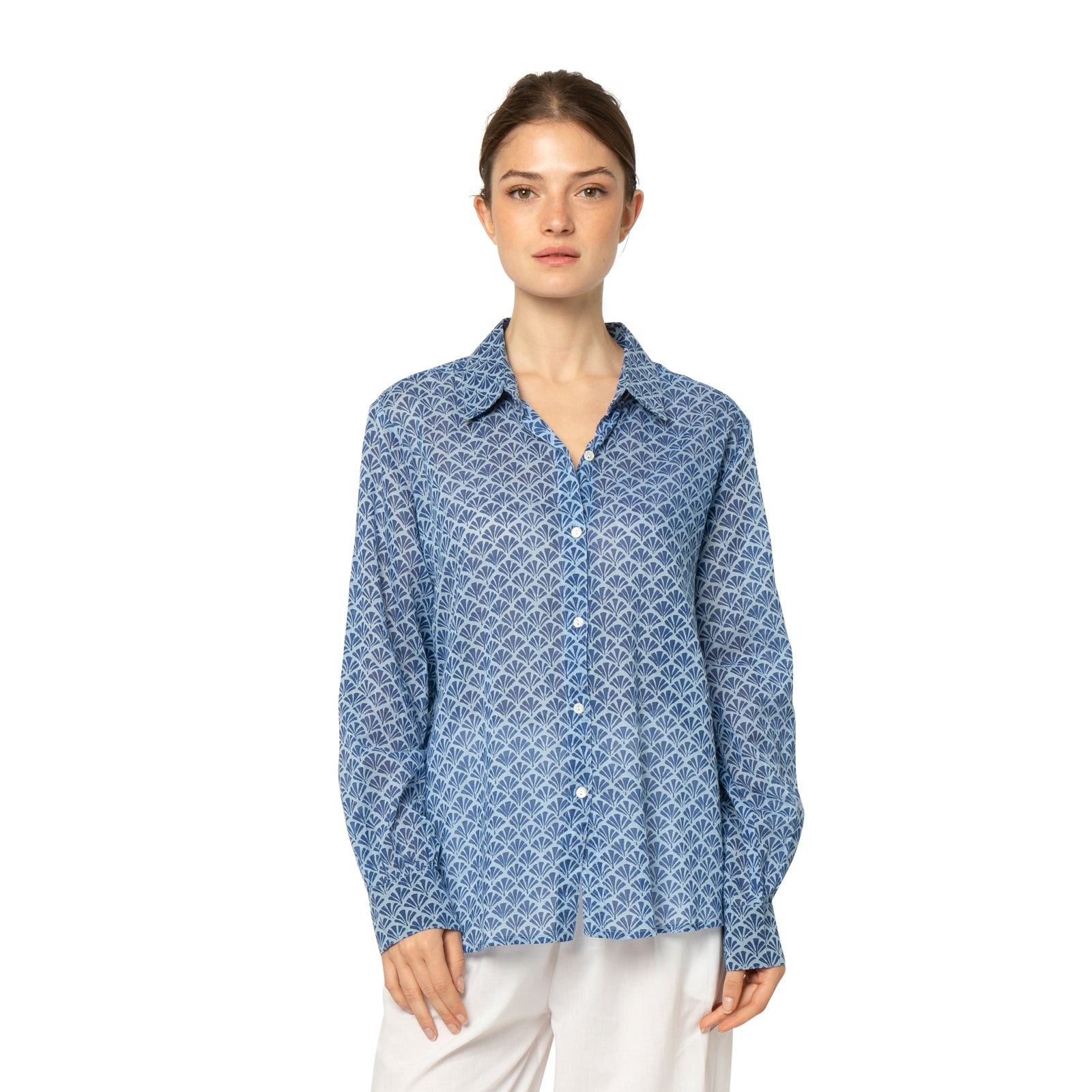 Alka Shirt Peacock 100% Coton - Blue BLUE