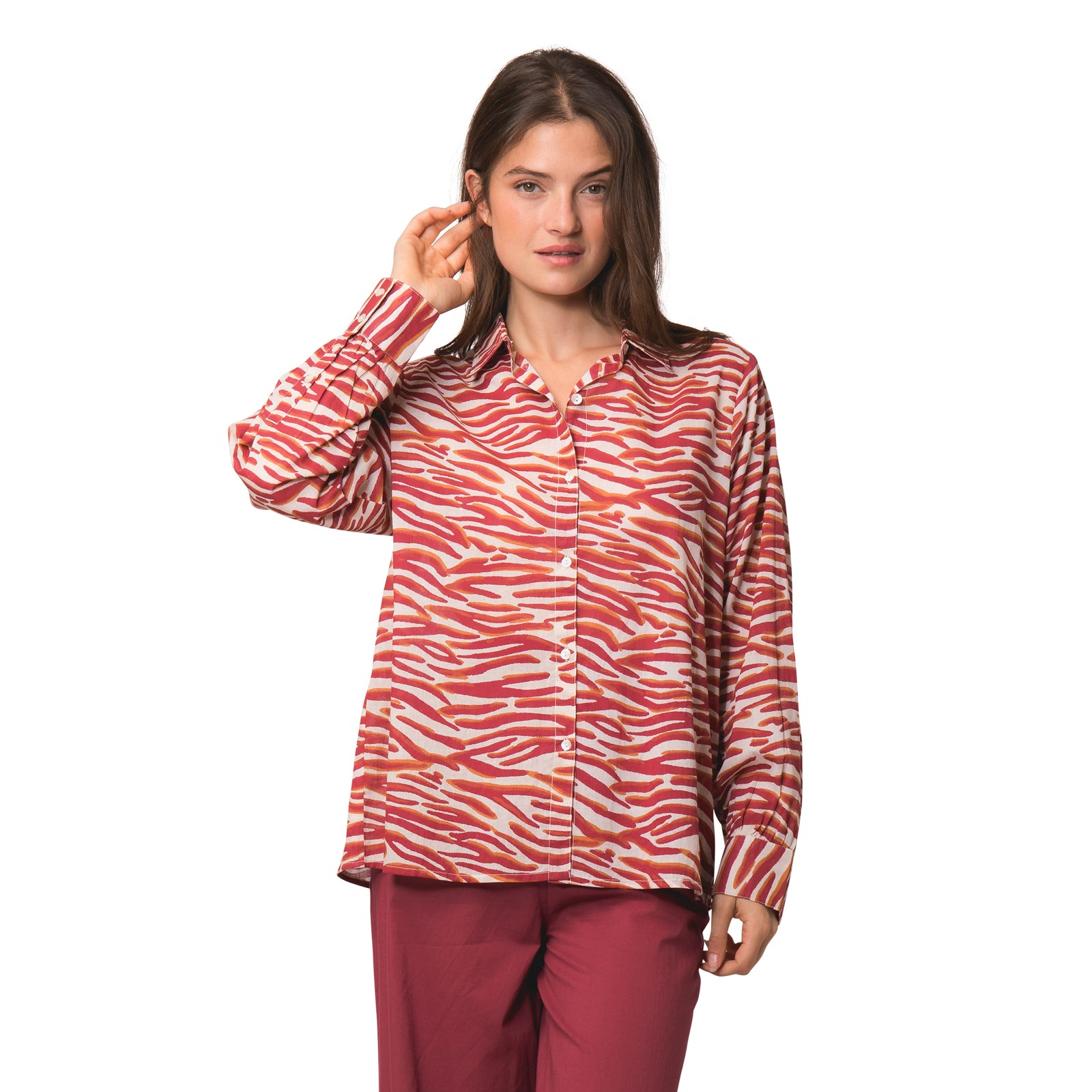 Alka Shirt Zebra 100% Coton - Burgundy BURGUNDY