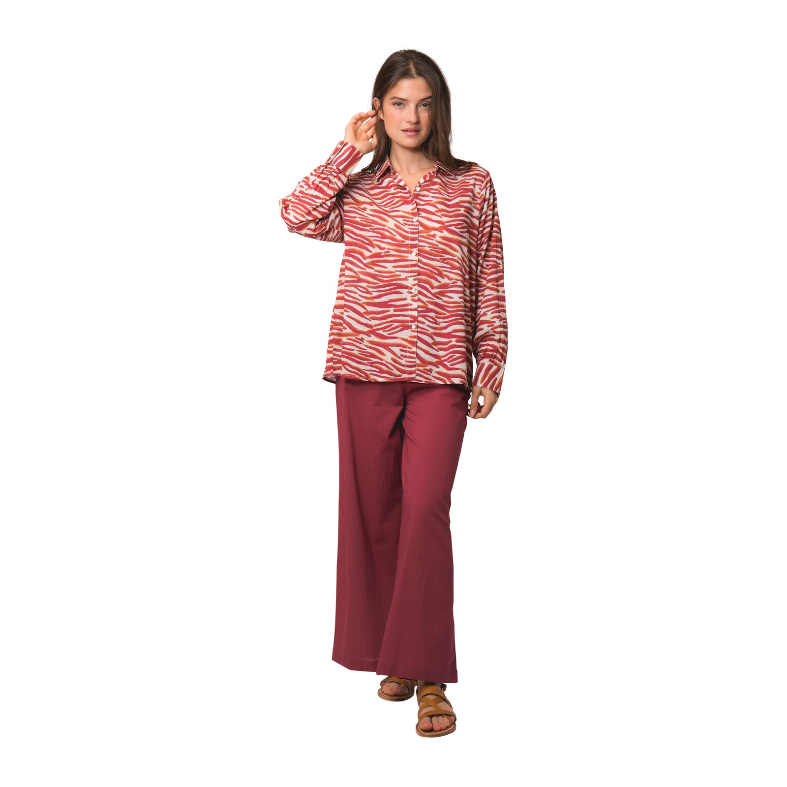 Alka Shirt Zebra 100% Coton - Burgundy BURGUNDY