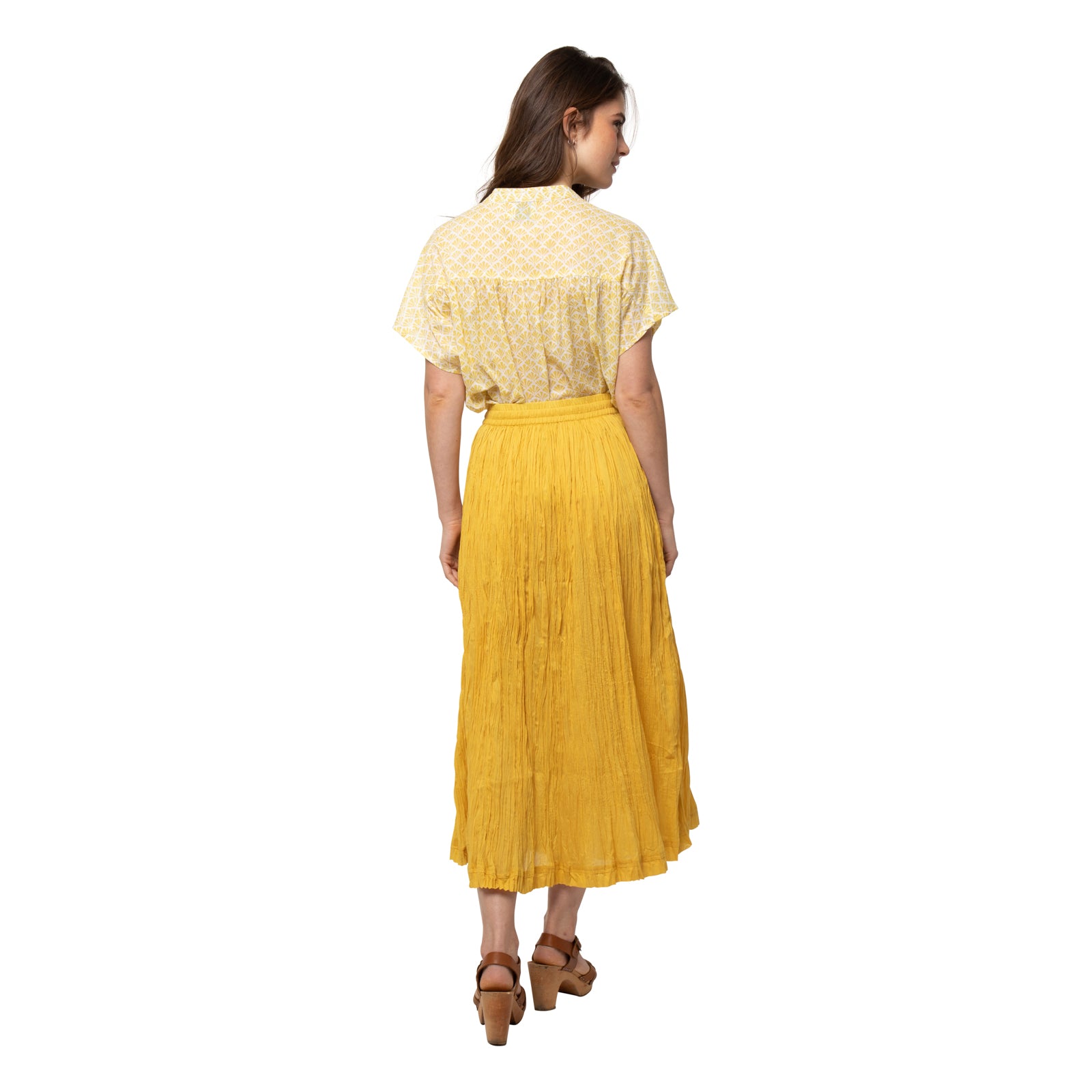 Anya Crinkled Skirt 100% Cotton - Ochre OCHRE