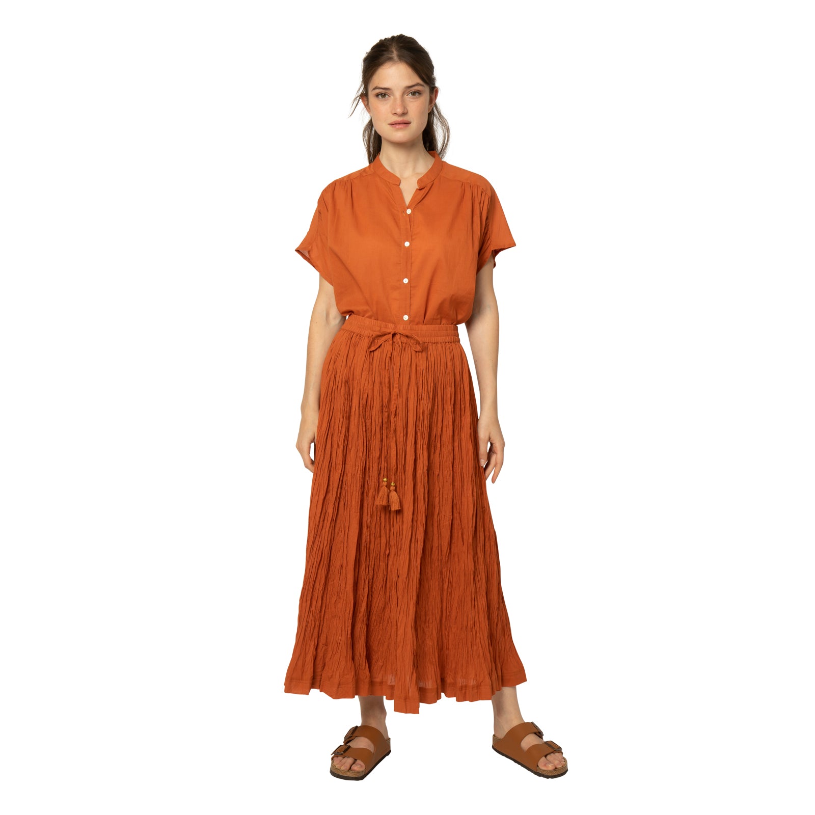 Anya Crinkled Skirt 100% Cotton - Terracotta TERRACOTTA