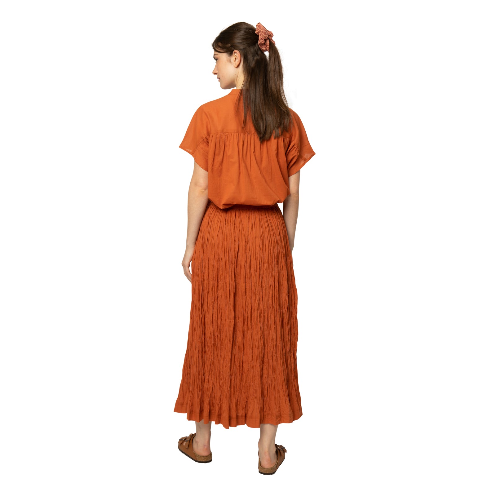 Anya Crinkled Skirt 100% Cotton - Terracotta TERRACOTTA