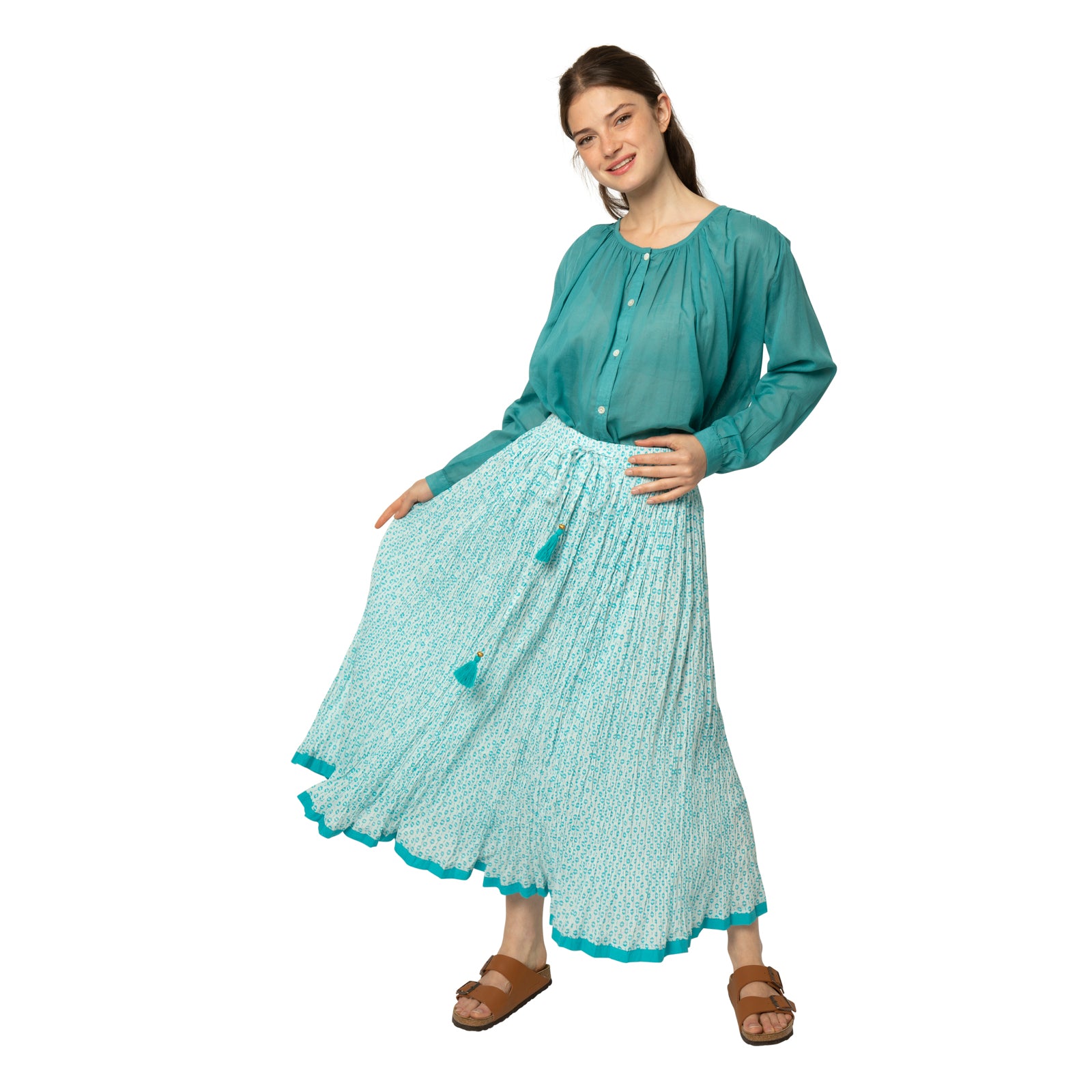 Anya Skirt Baori 100% Cotton - Turquoise TURQUOISE