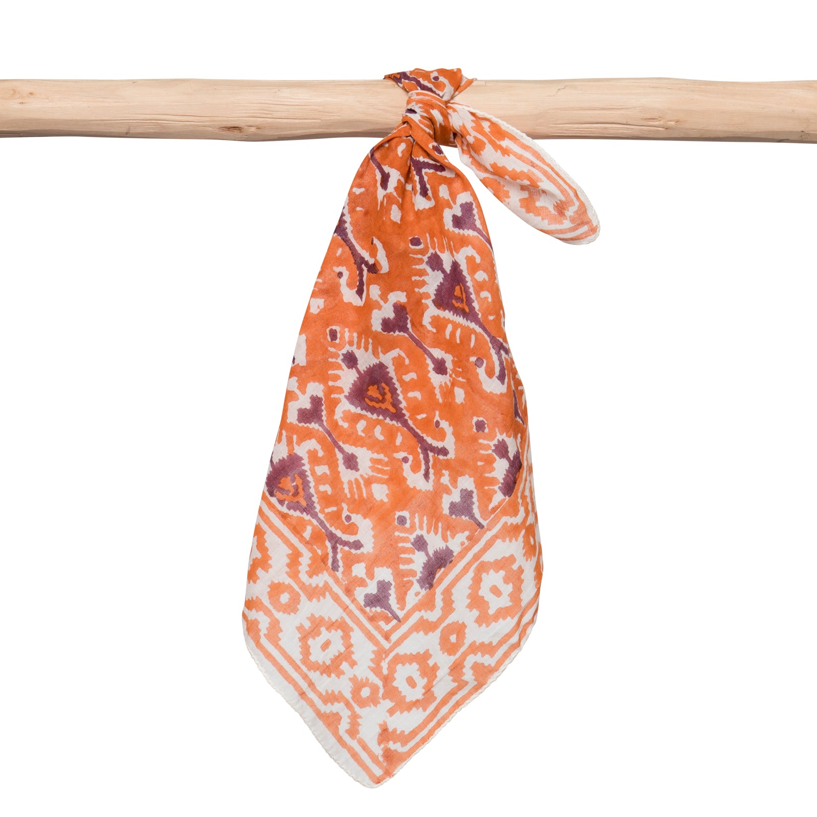 Bandana Scarf Ikat 100% Cotton Blockprint - Orange ORANGE