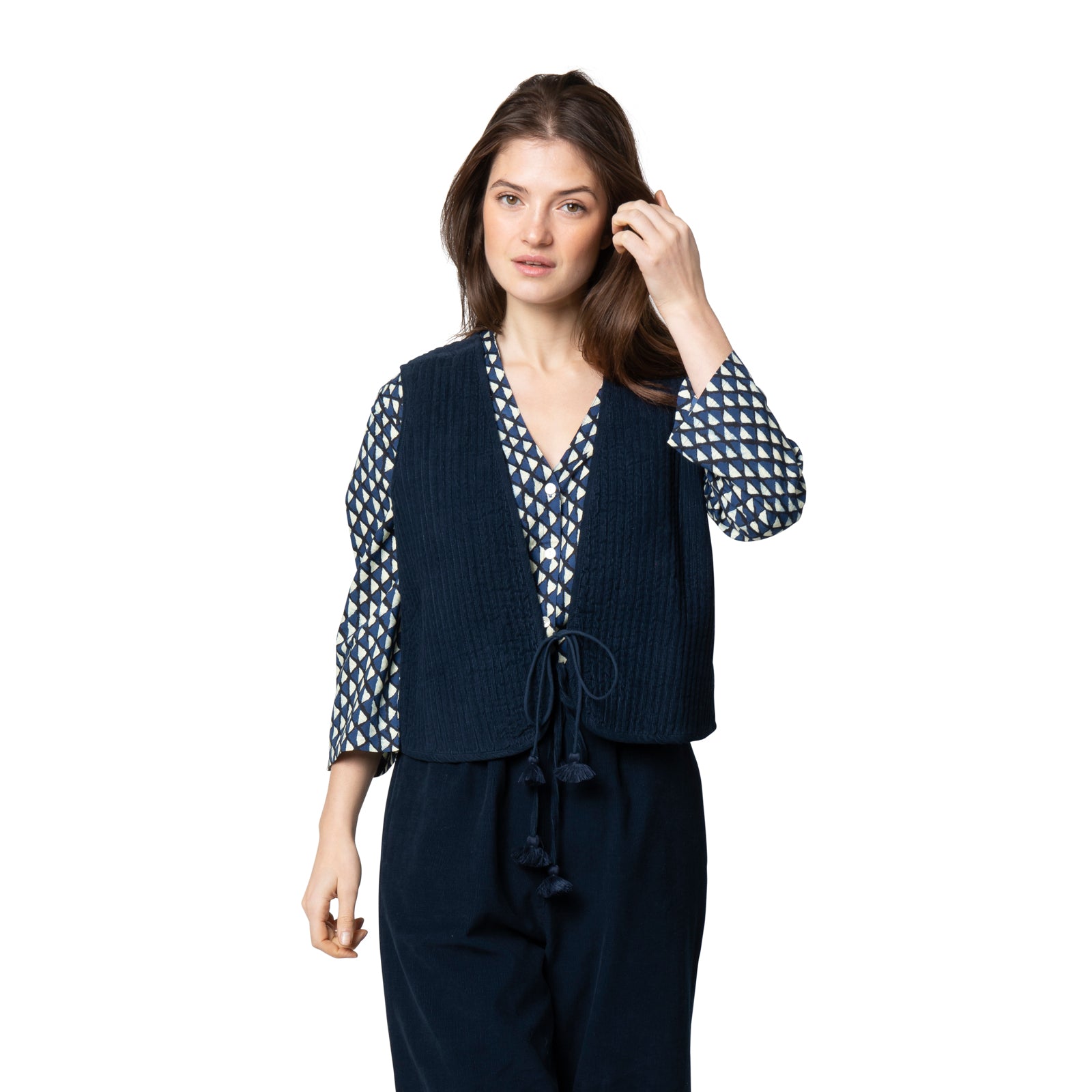 Bolero Vest Velvet 100% Coton Velvet - Navy NAVY