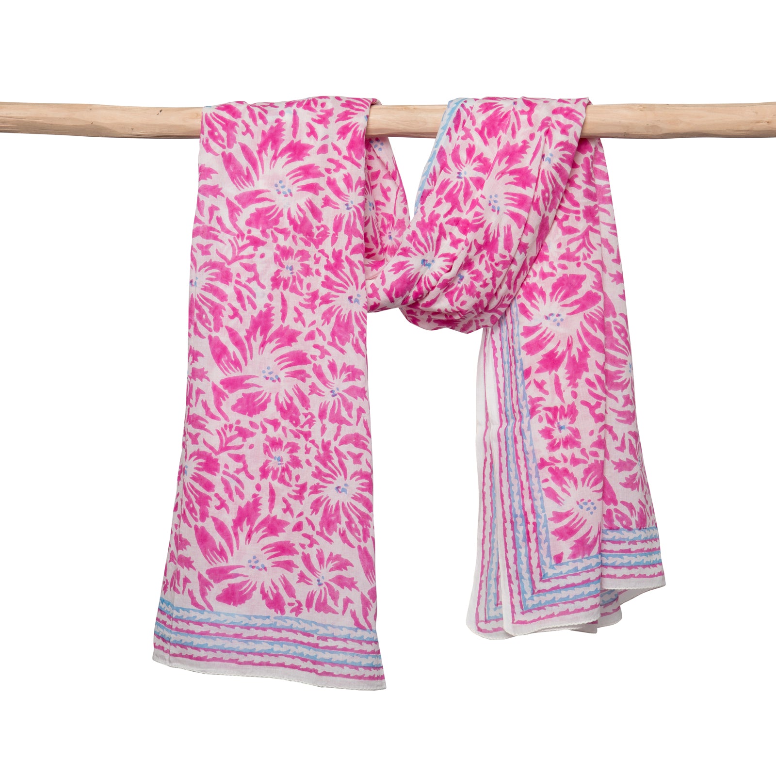 Large Scarf Lily 100% Coton Blockprint - Pink PINK